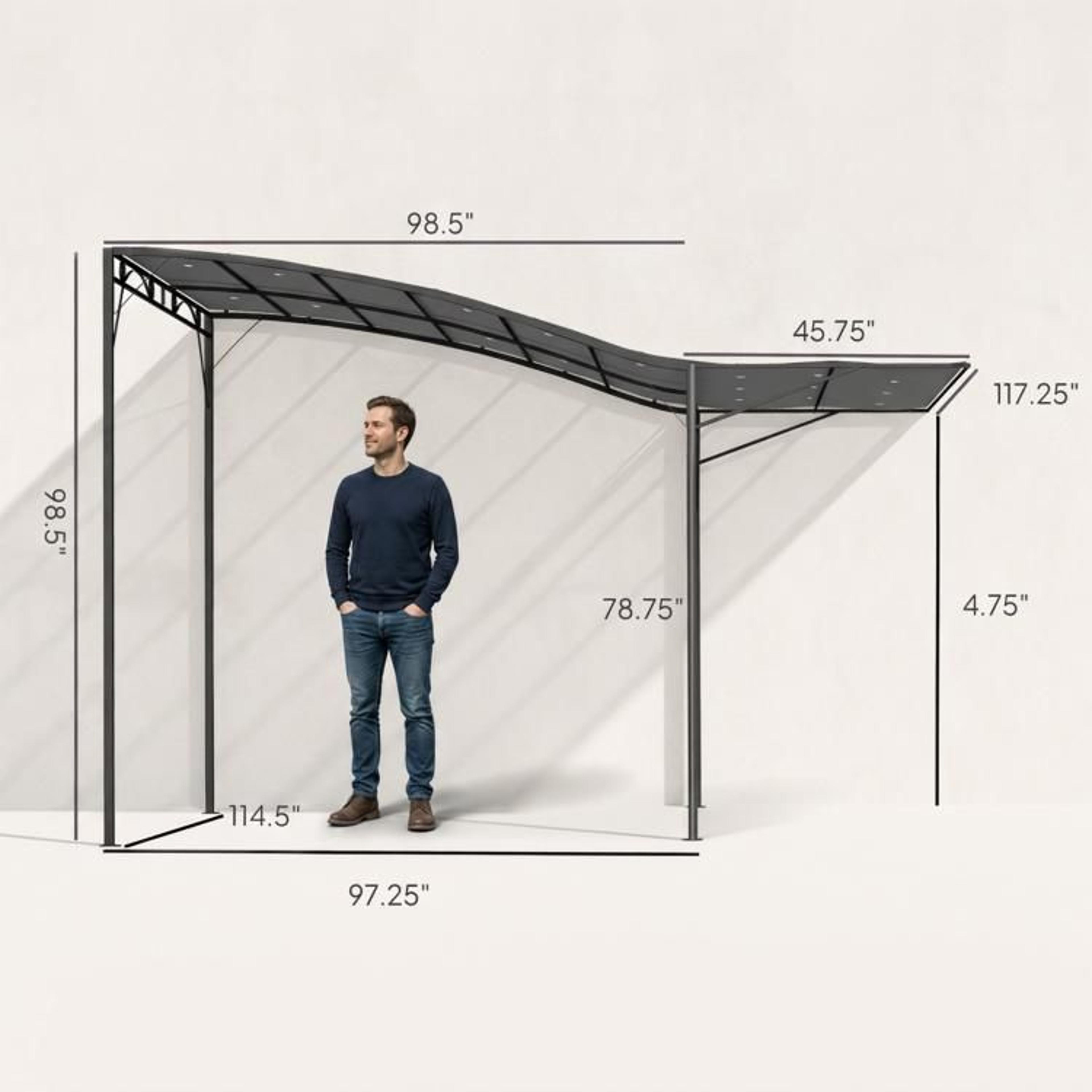 Outdoor Pergola With Adjustable Canopy  Dark Gray 4
