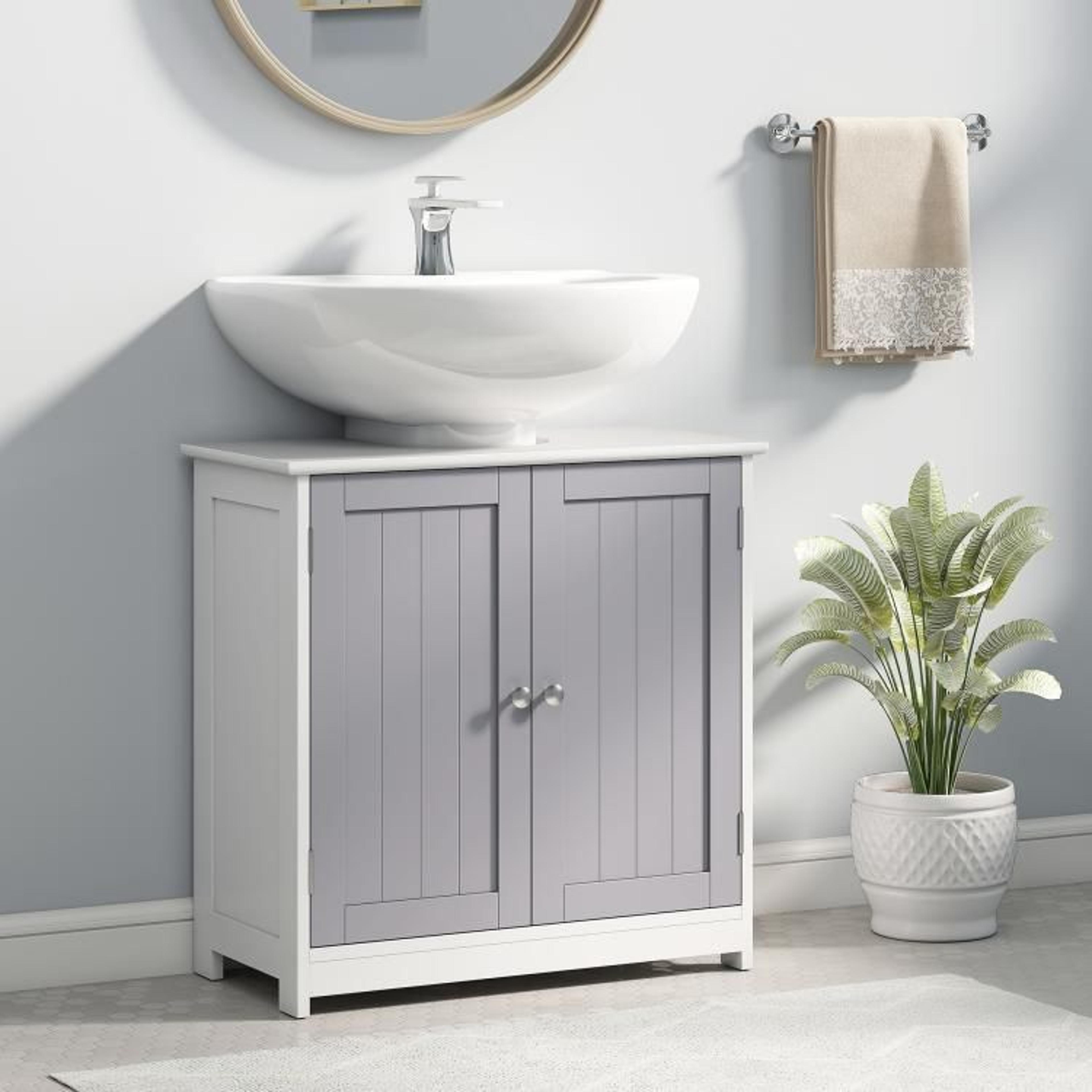 Pedestal Sink Storage Cabinet With Adjustable Shelf And Double Doors 2