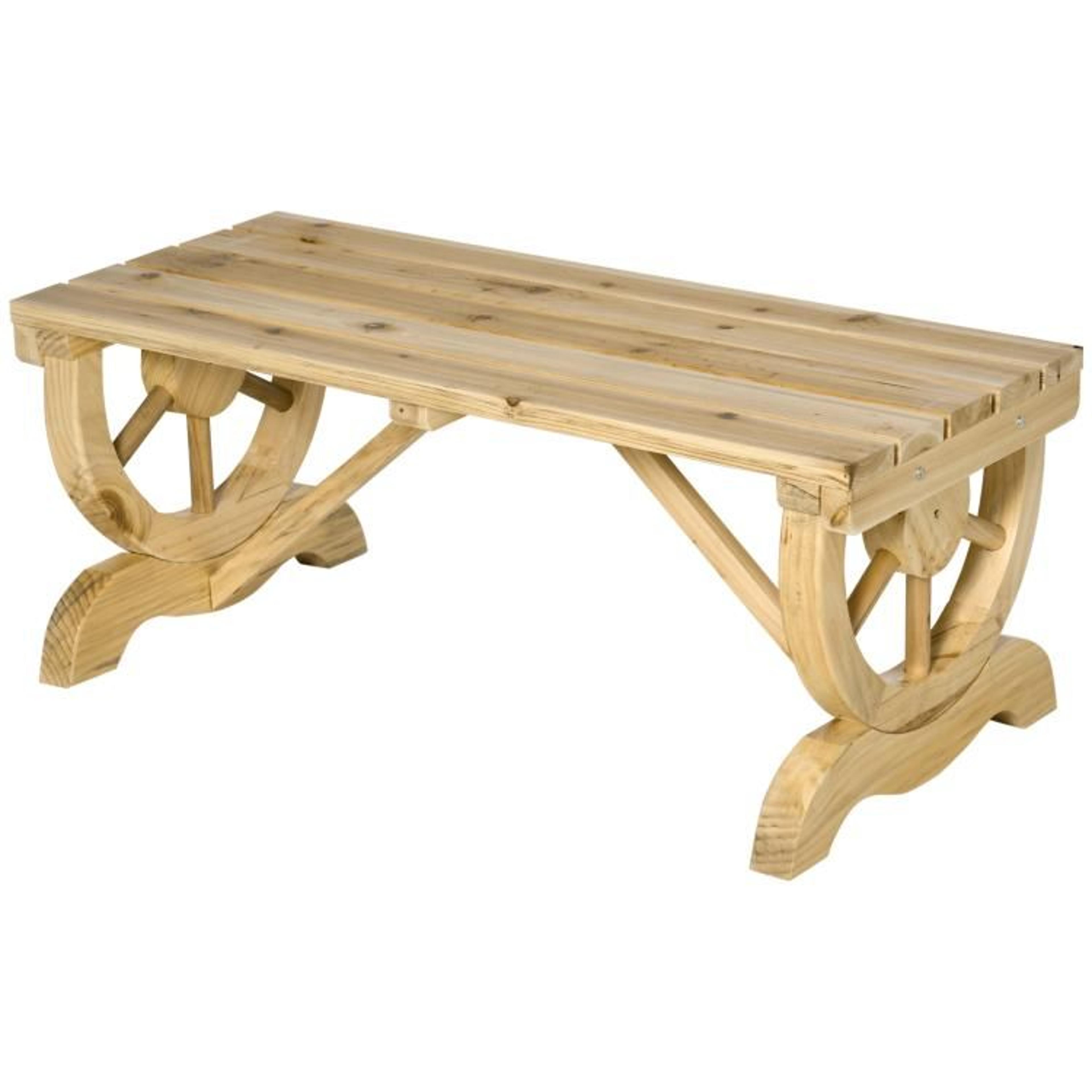 2Person Outdoor Garden Bench With Rustic Wagon Wheel Design 1