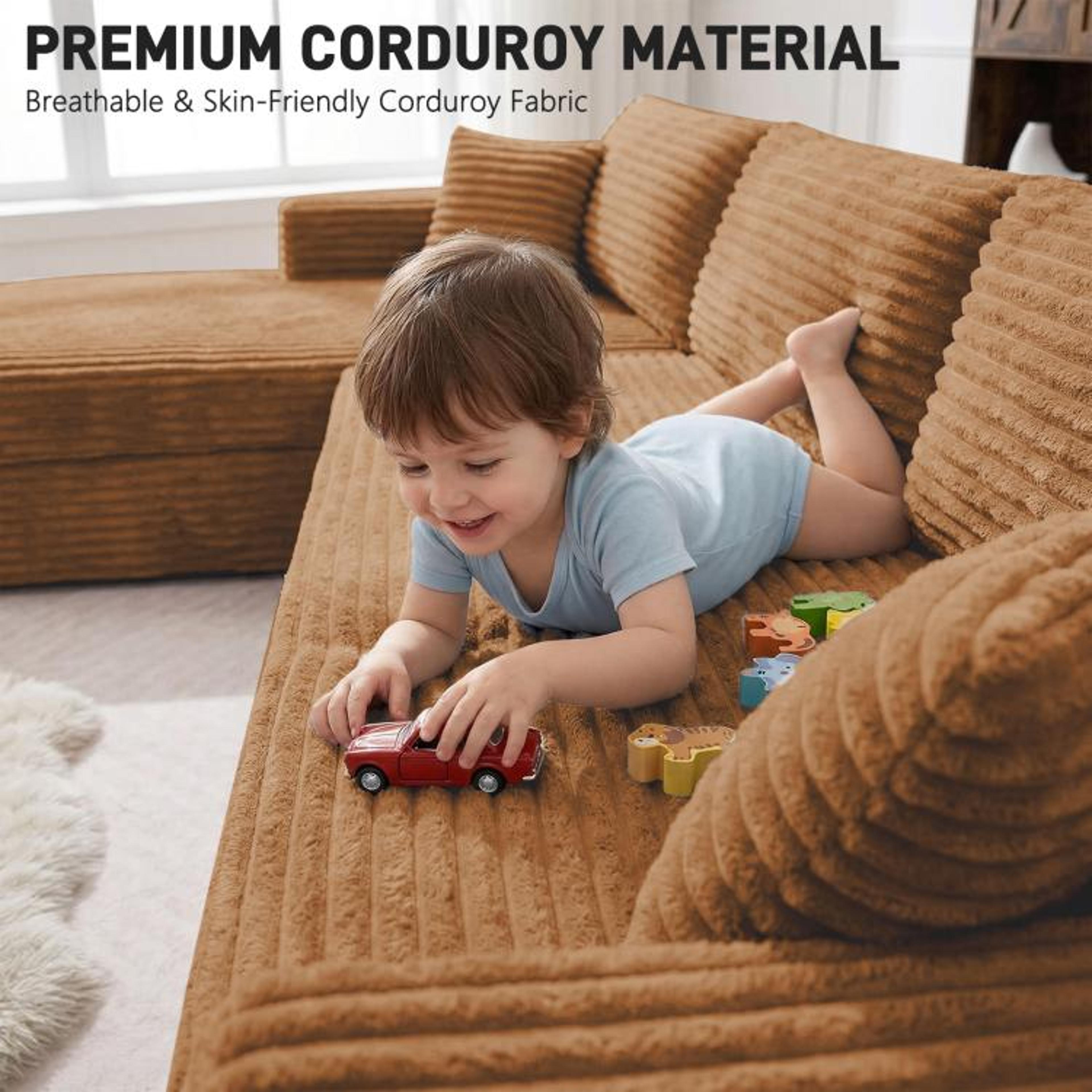 108Inch Modular Sectional Sofa With Oversized Chaise And Plush Corduroy Upholstery 2
