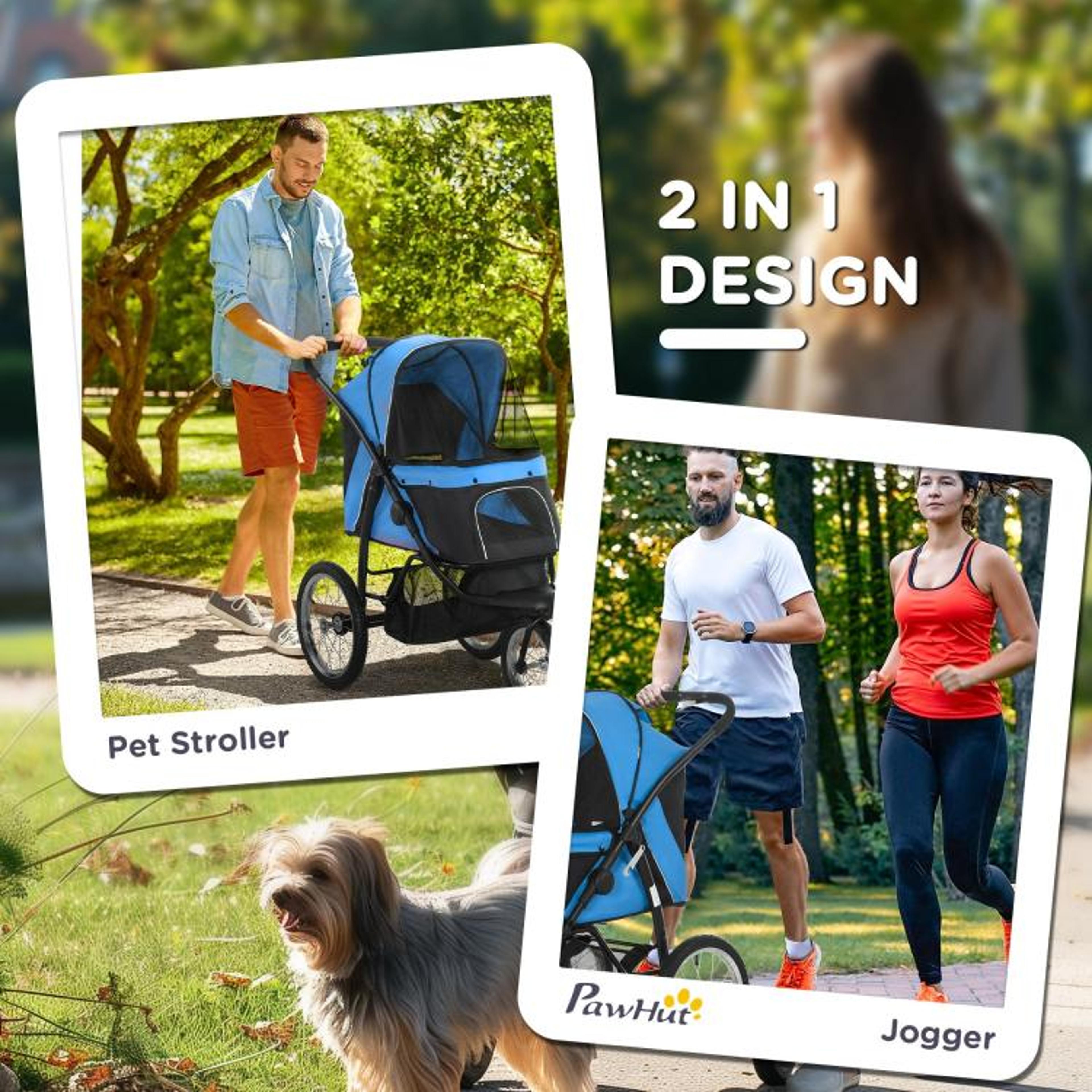 3Wheel Pet Stroller For Small And Medium Dogs With Adjustable Canopy  Blue 5