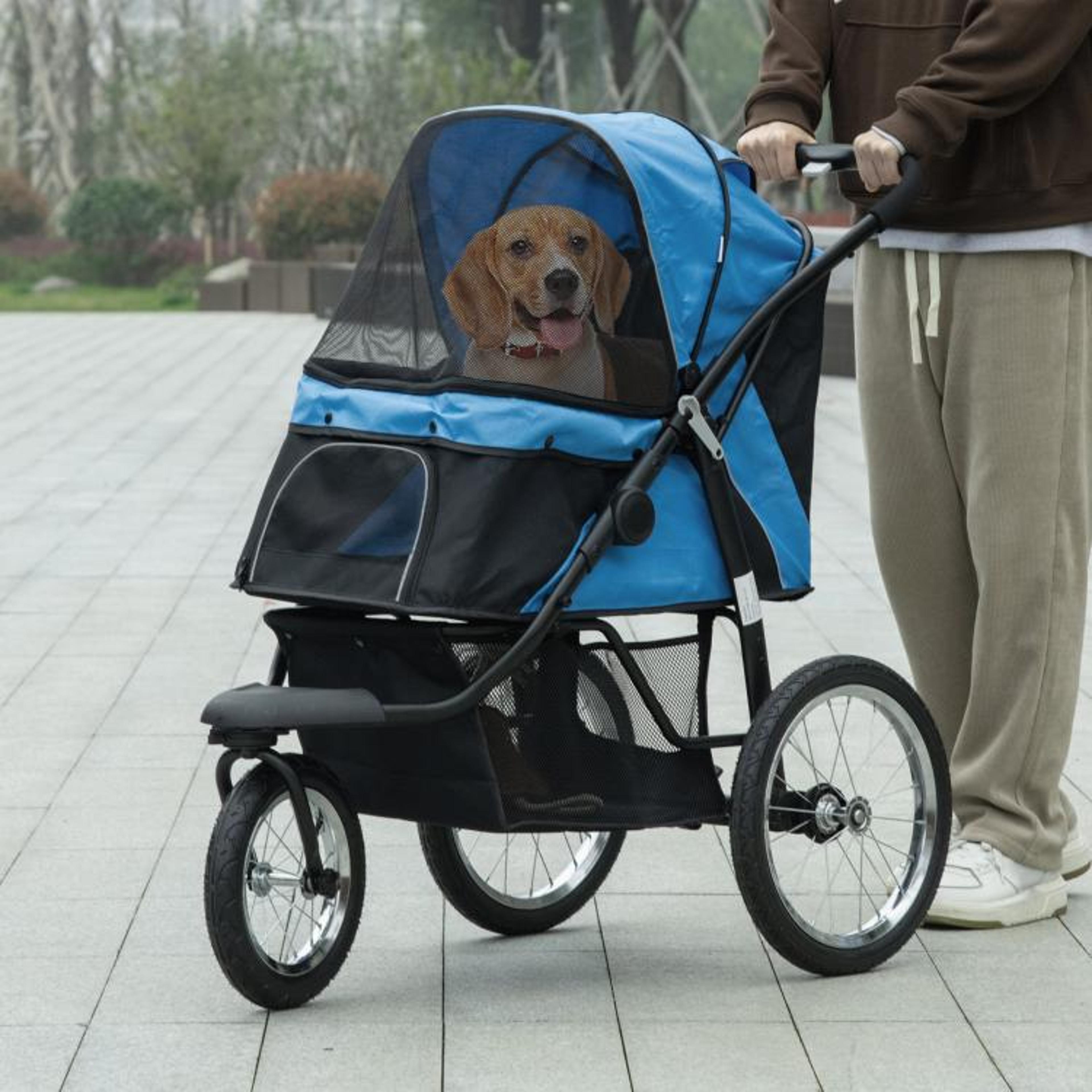 3Wheel Pet Stroller For Small And Medium Dogs With Adjustable Canopy  Blue 3