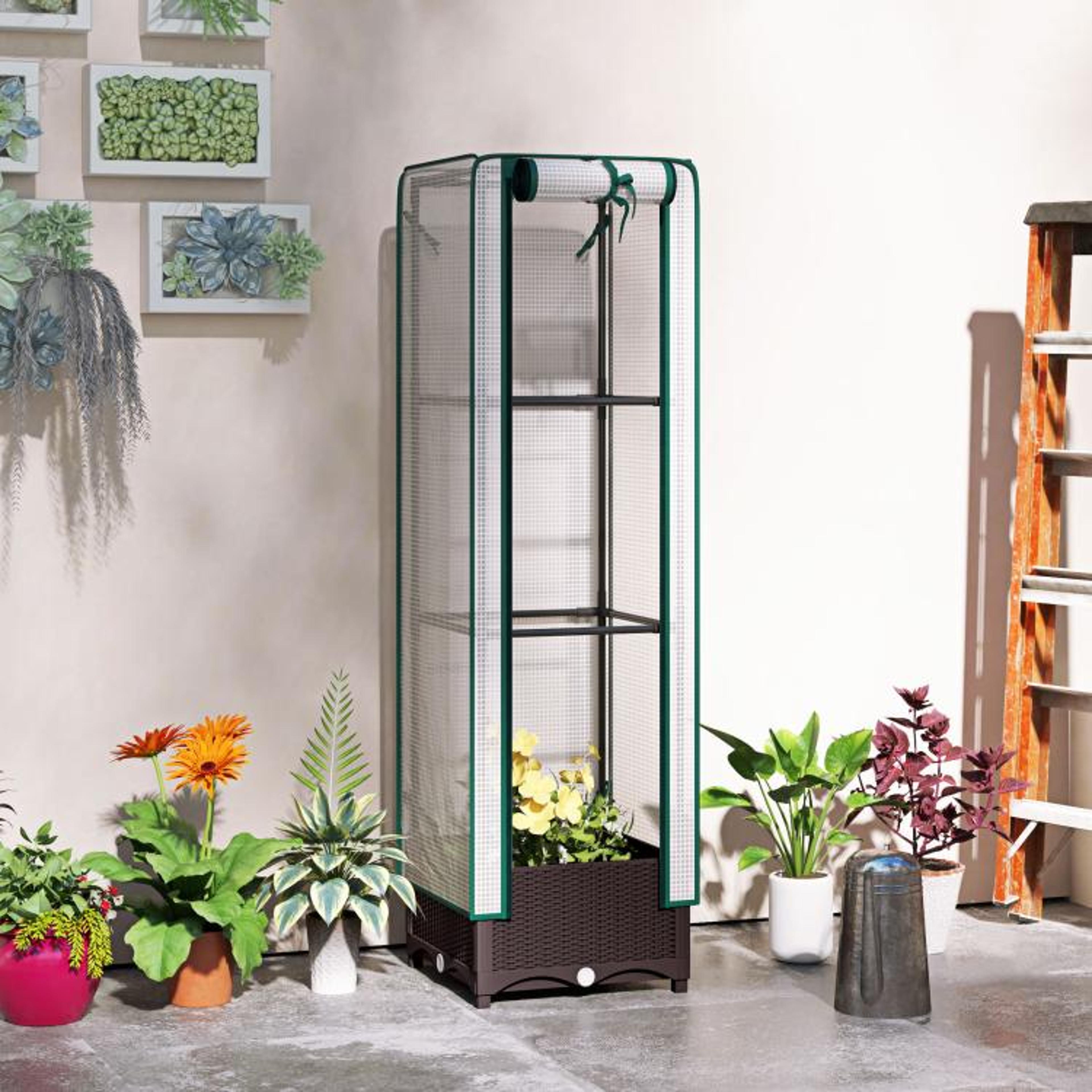 Raised Garden Bed With Trellis  Protective PE Cover For Outdoor Plants 3