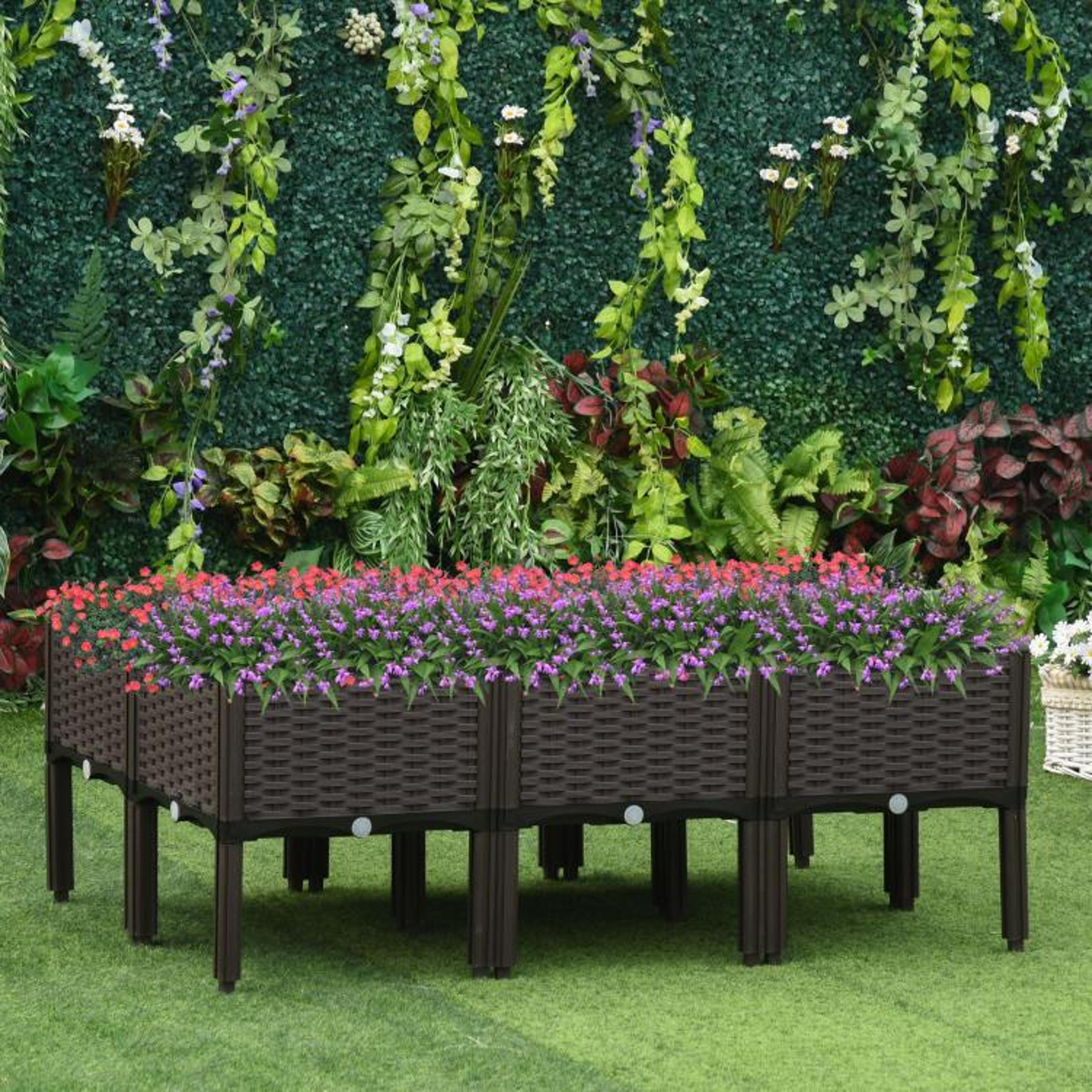 Raised Garden Bed Planter Set With Removable Legs And Drainage Brown 2