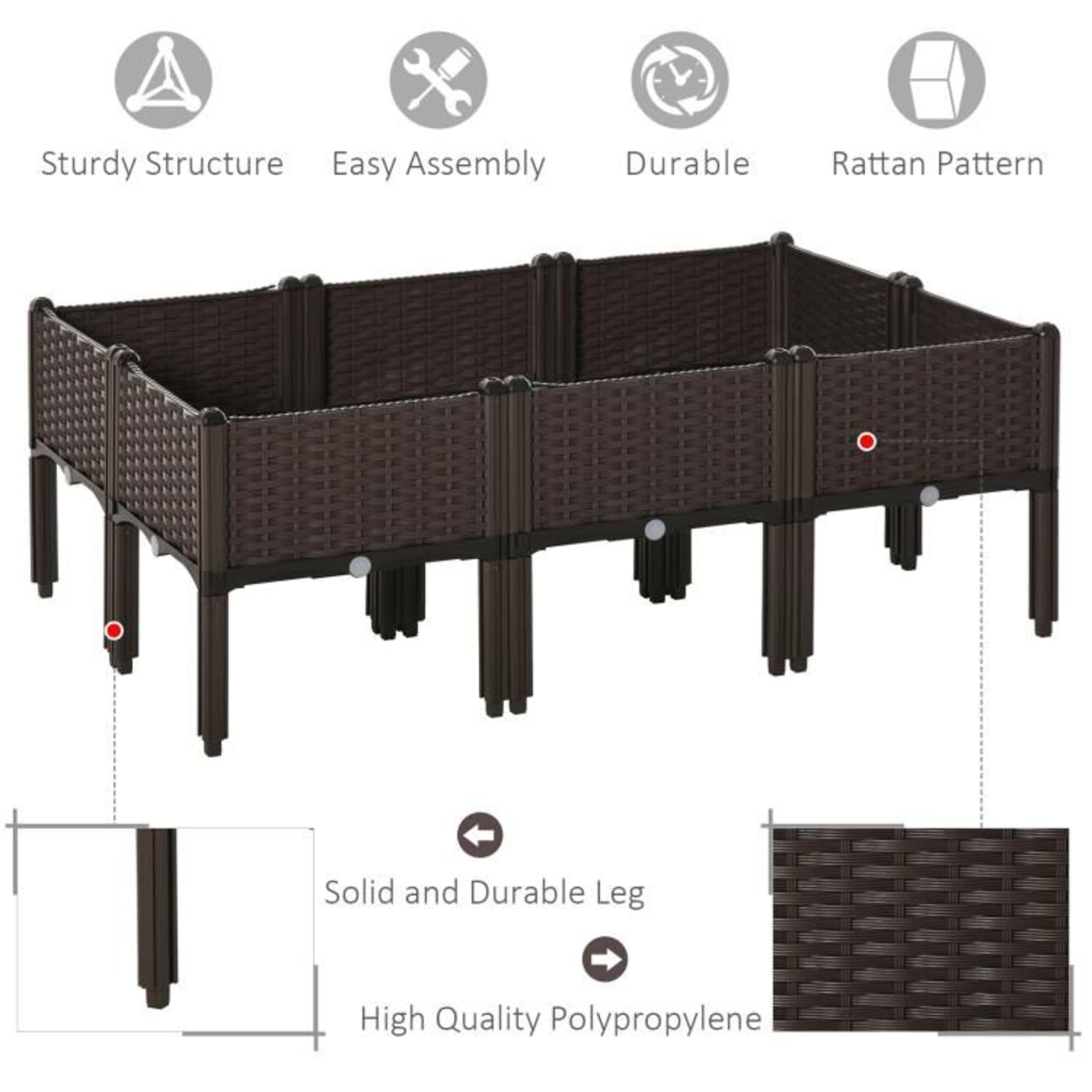 Raised Garden Bed Planter Set With Removable Legs And Drainage Brown 5
