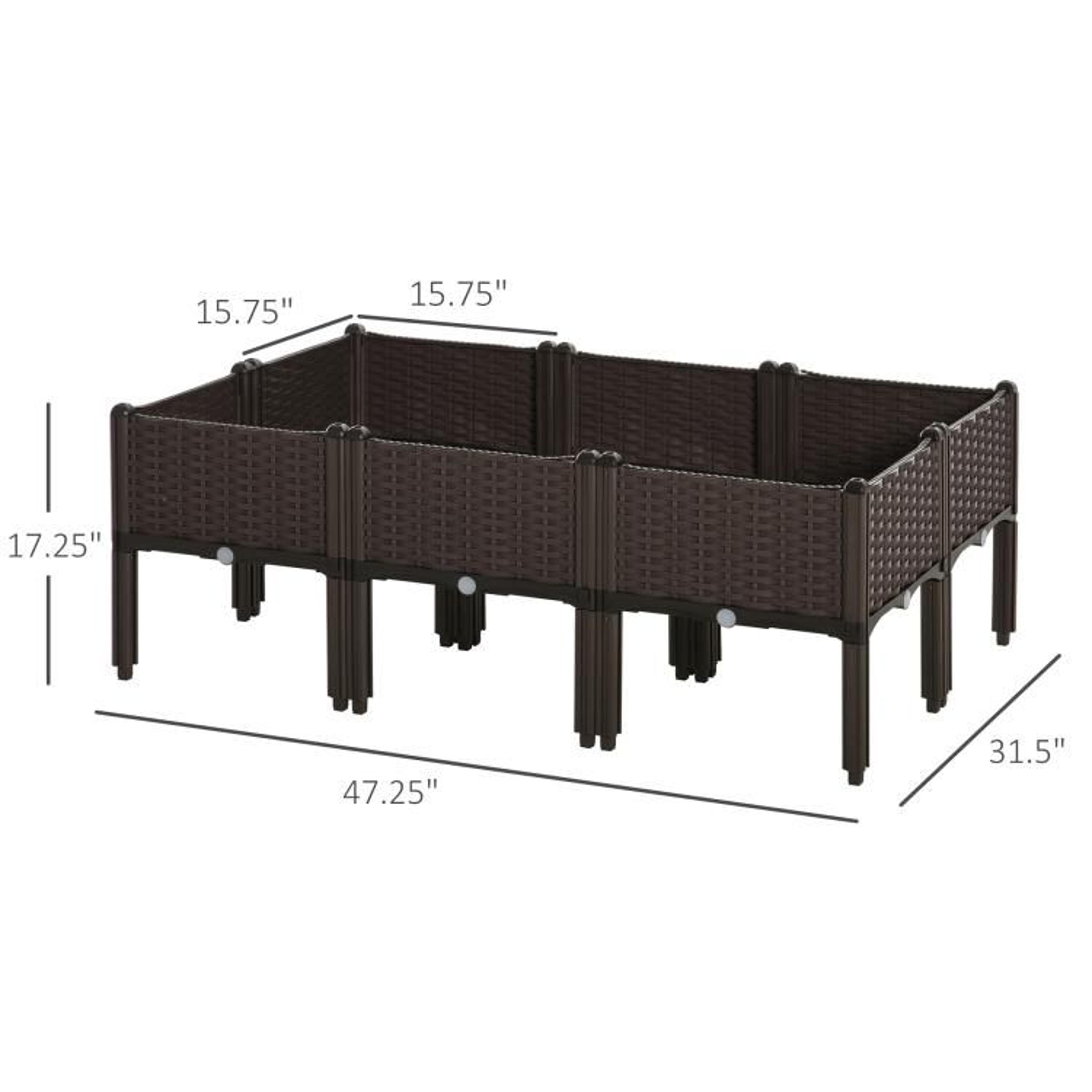 Raised Garden Bed Planter Set With Removable Legs And Drainage Brown 4