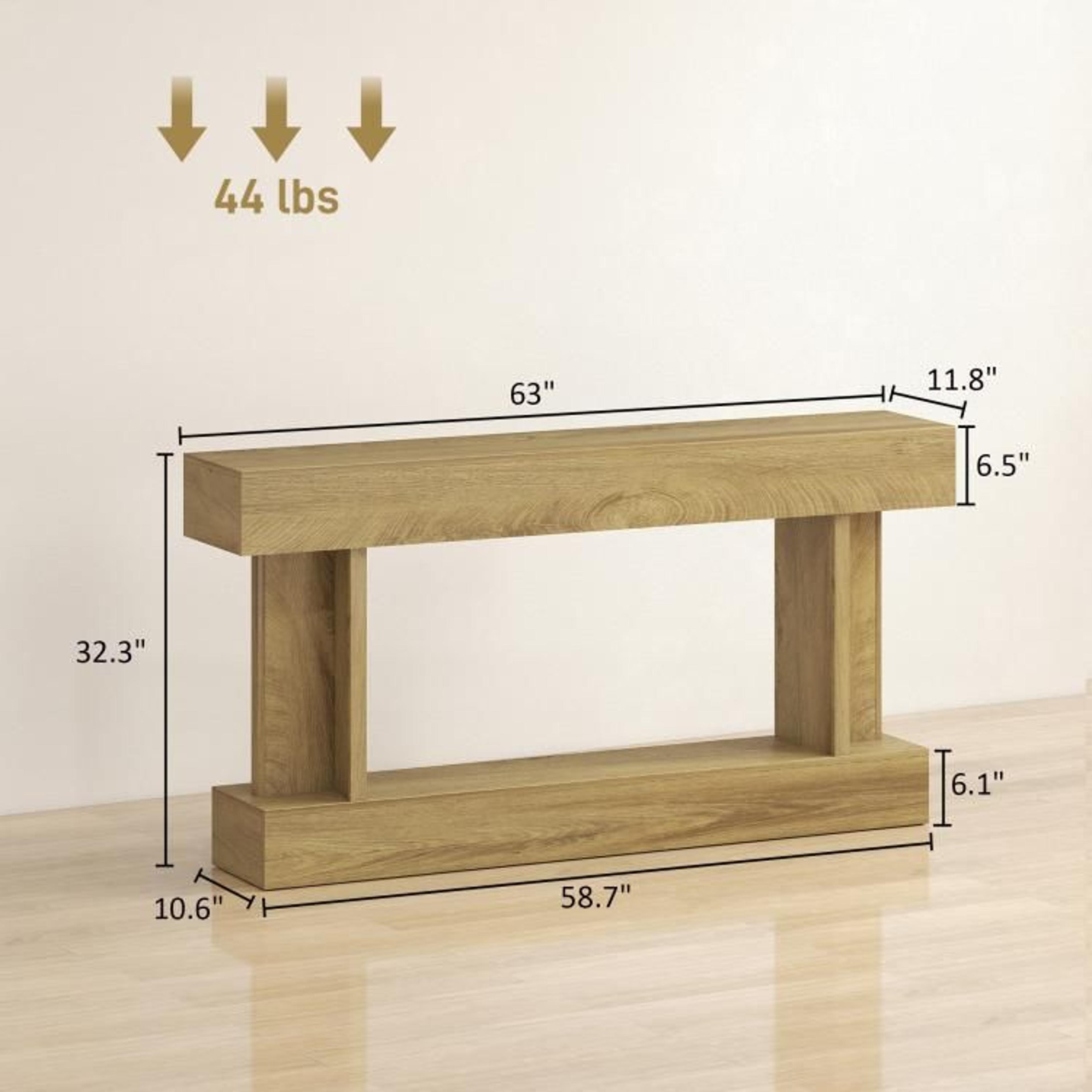 63 Inch Narrow Console Table With Storage Shelf In Vintage Oak Finish 4