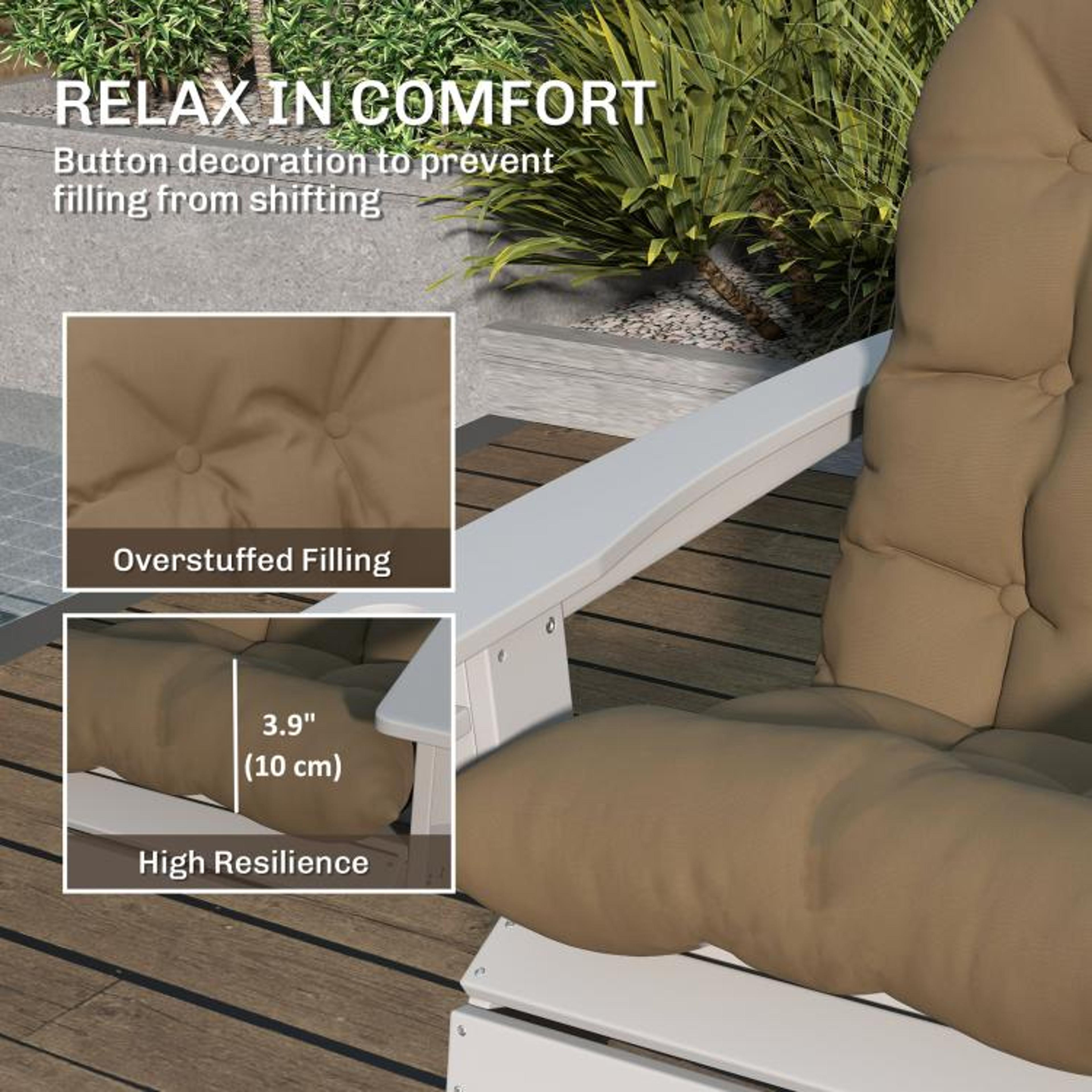 Adirondack Chair Cushions Set Of 2 Tufted High Back NonSlip Khaki Patio Cushions 6