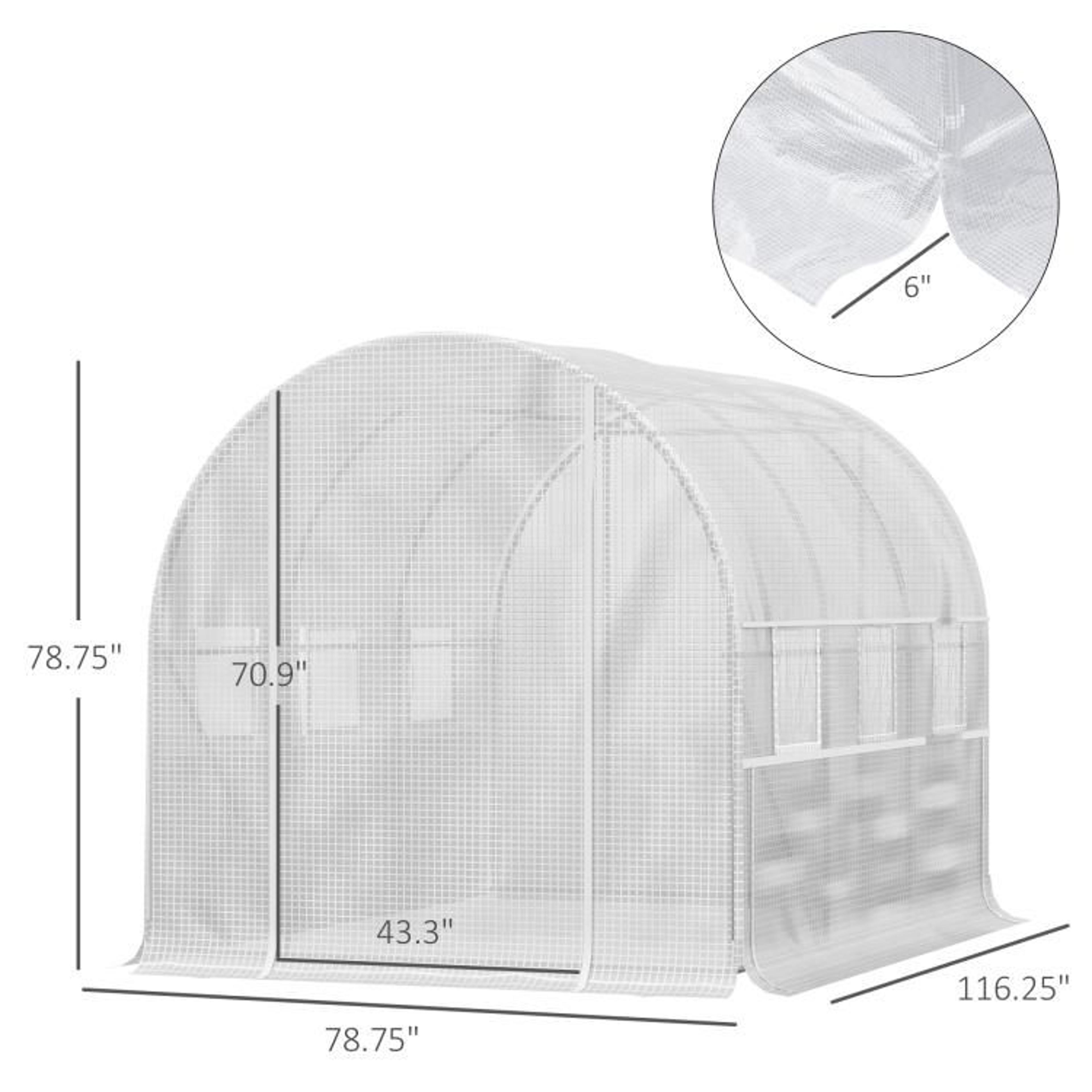 97 X 65 FT WalkIn Tunnel Greenhouse With Reinforced PE Cover And Mesh Windows 4