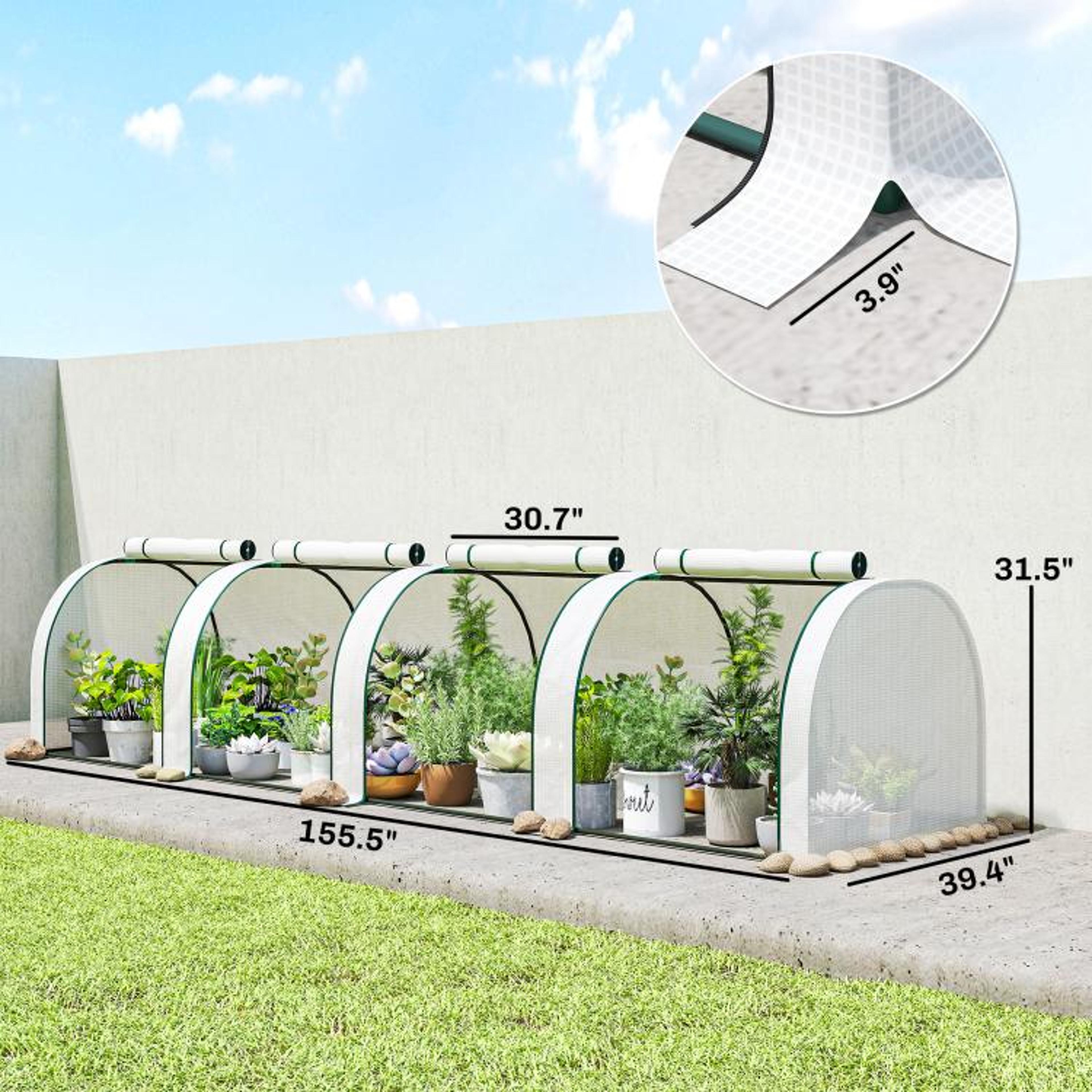 13 Ft Portable Tunnel Greenhouse With 4 Zippered Doors And UVResistant PE Cover 4