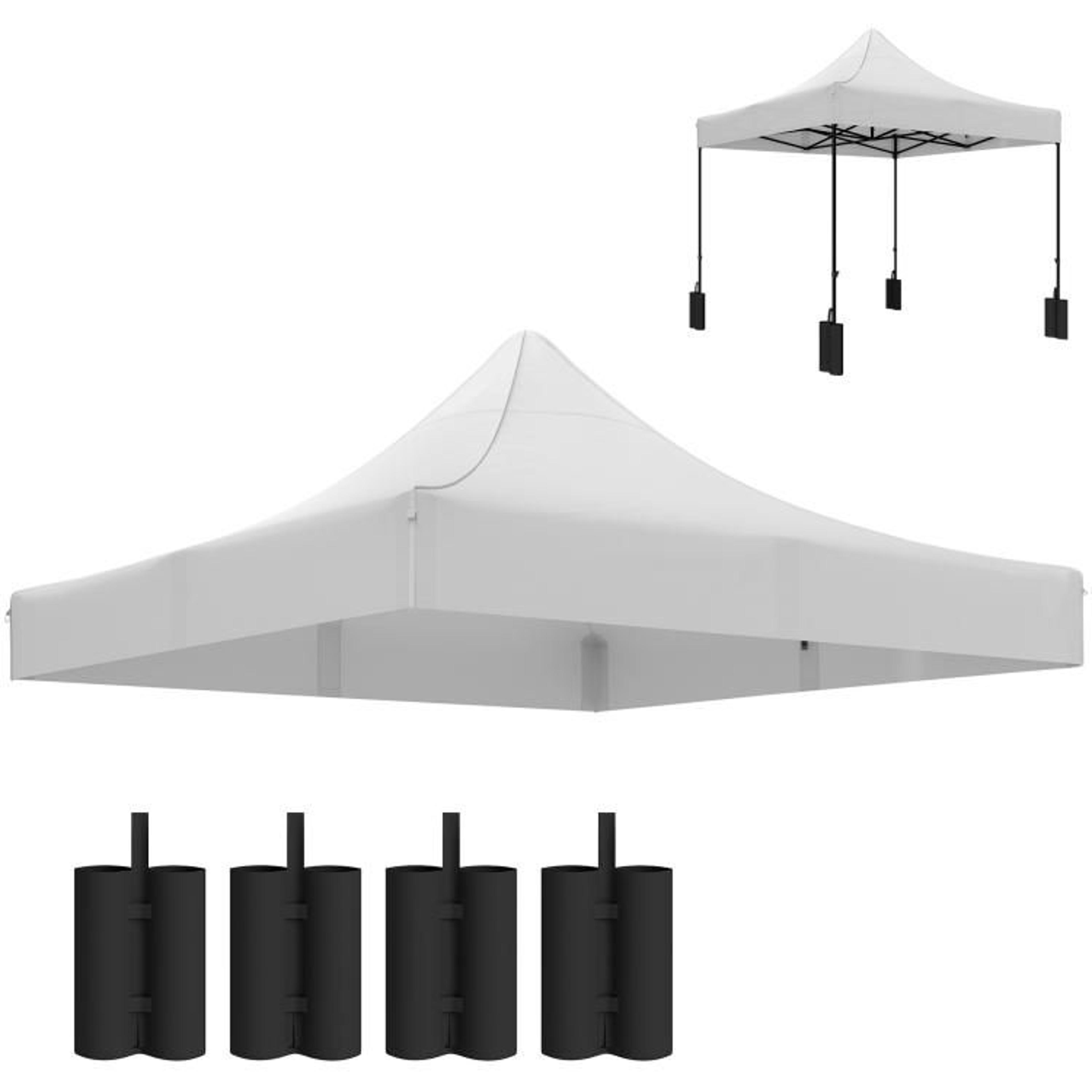 10x10 replacement canopy top with  sun protection and 4 sandbags  white