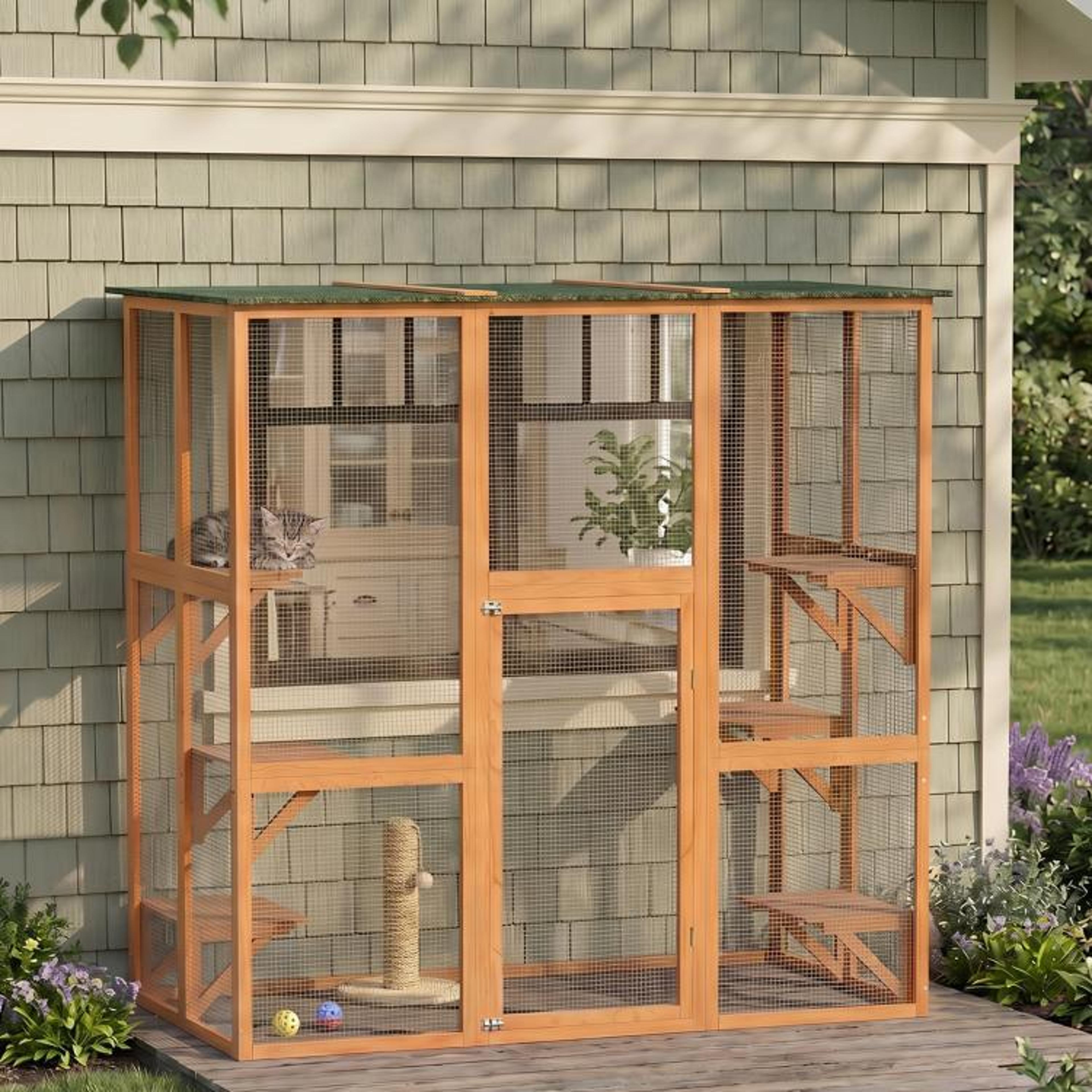 Outdoor Wooden Cat House With 6Level Platforms And WeatherResistant Roof 2