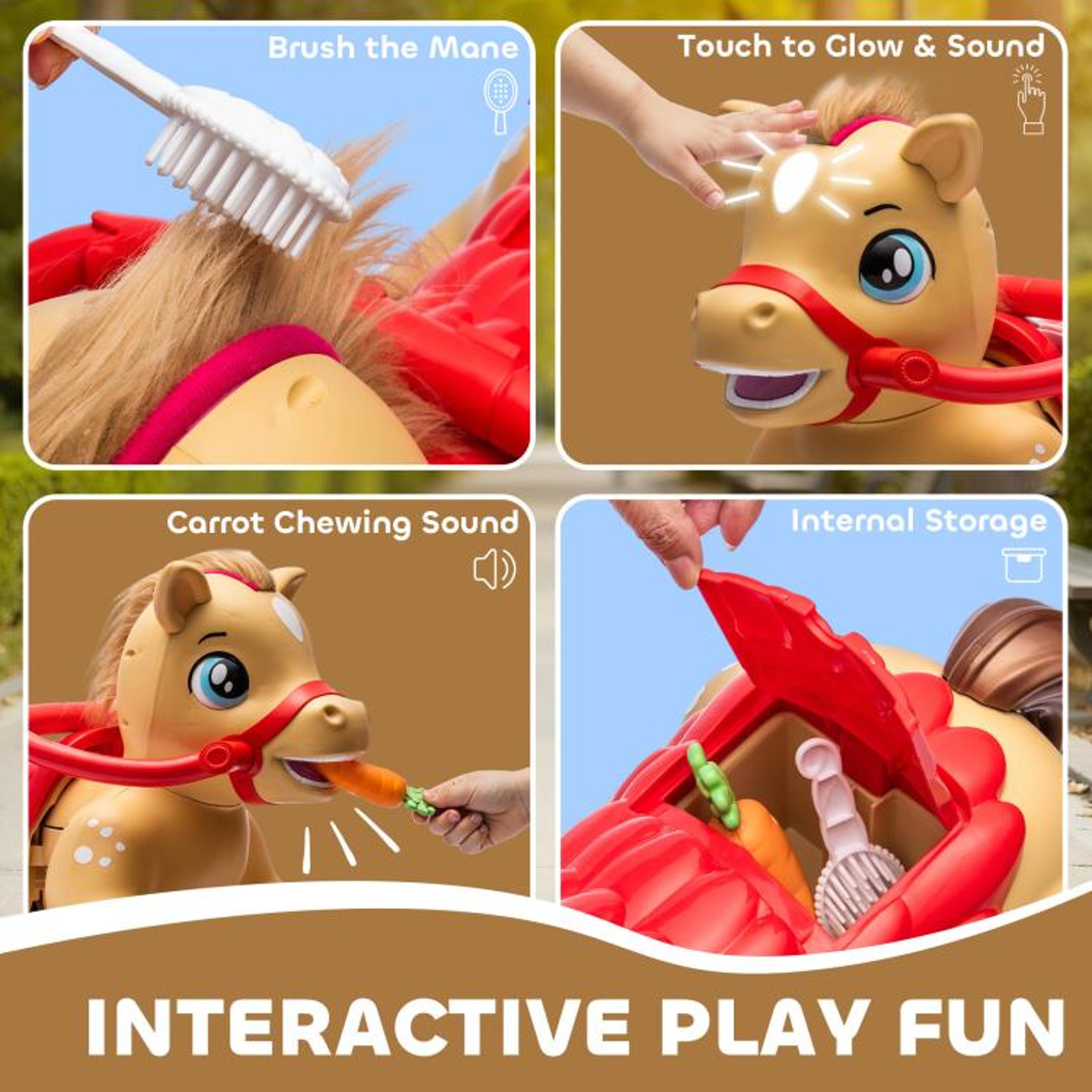 12V Electric RideOn Horse Toy For Toddlers With Sounds And Interactive Features 6