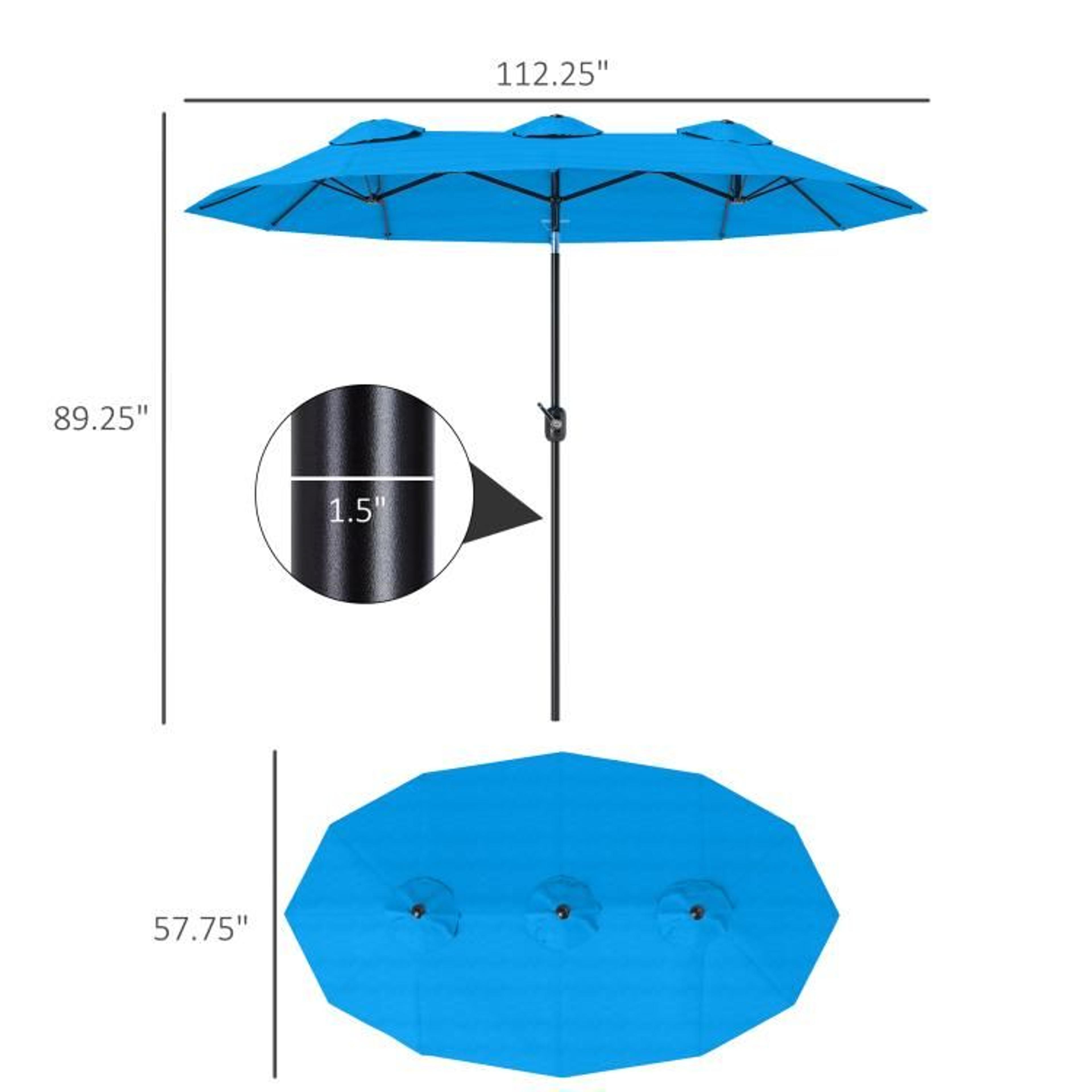 DoubleSided Patio Umbrella With PushButton Tilt And Crank  Cyan Blue 4