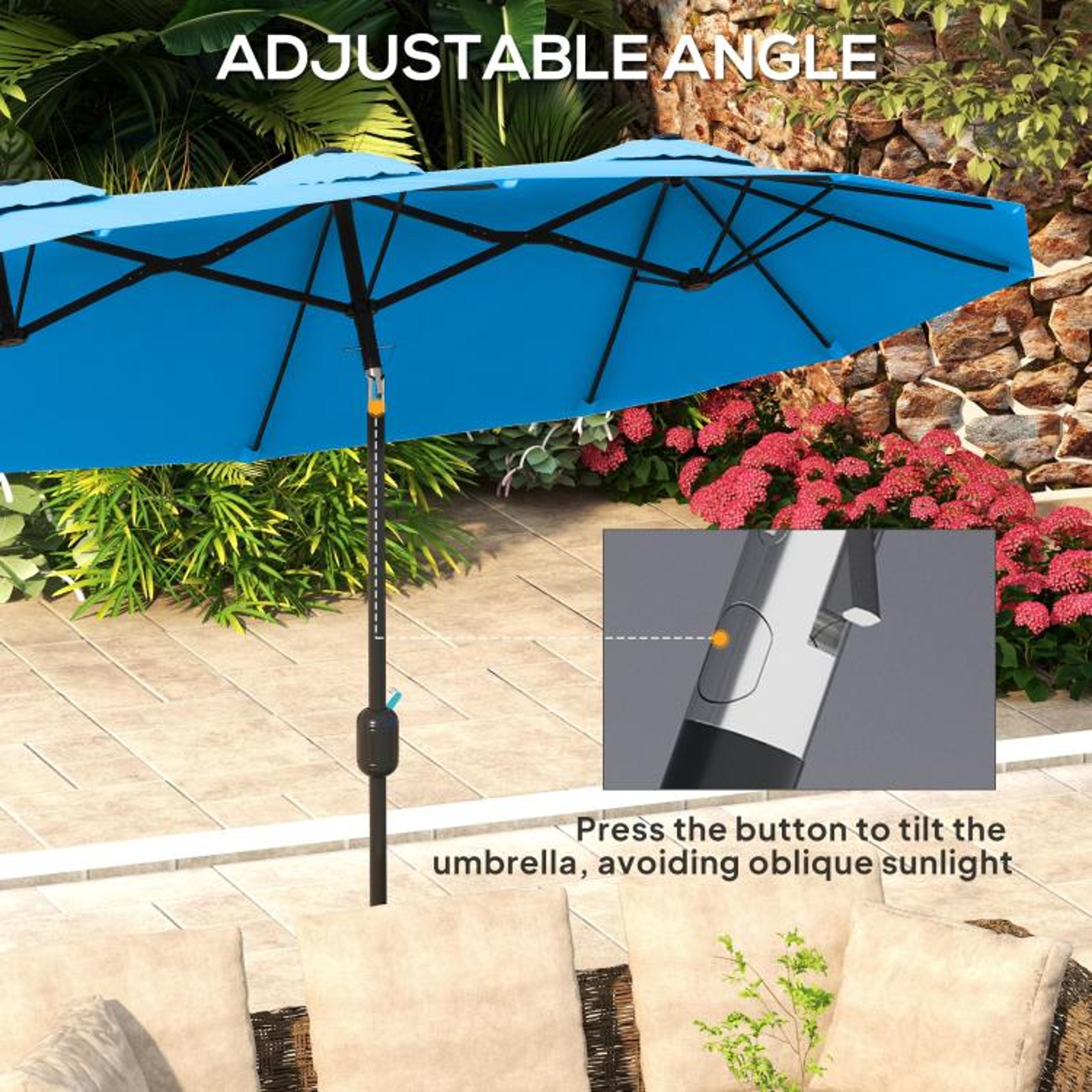 DoubleSided Patio Umbrella With PushButton Tilt And Crank  Cyan Blue 5