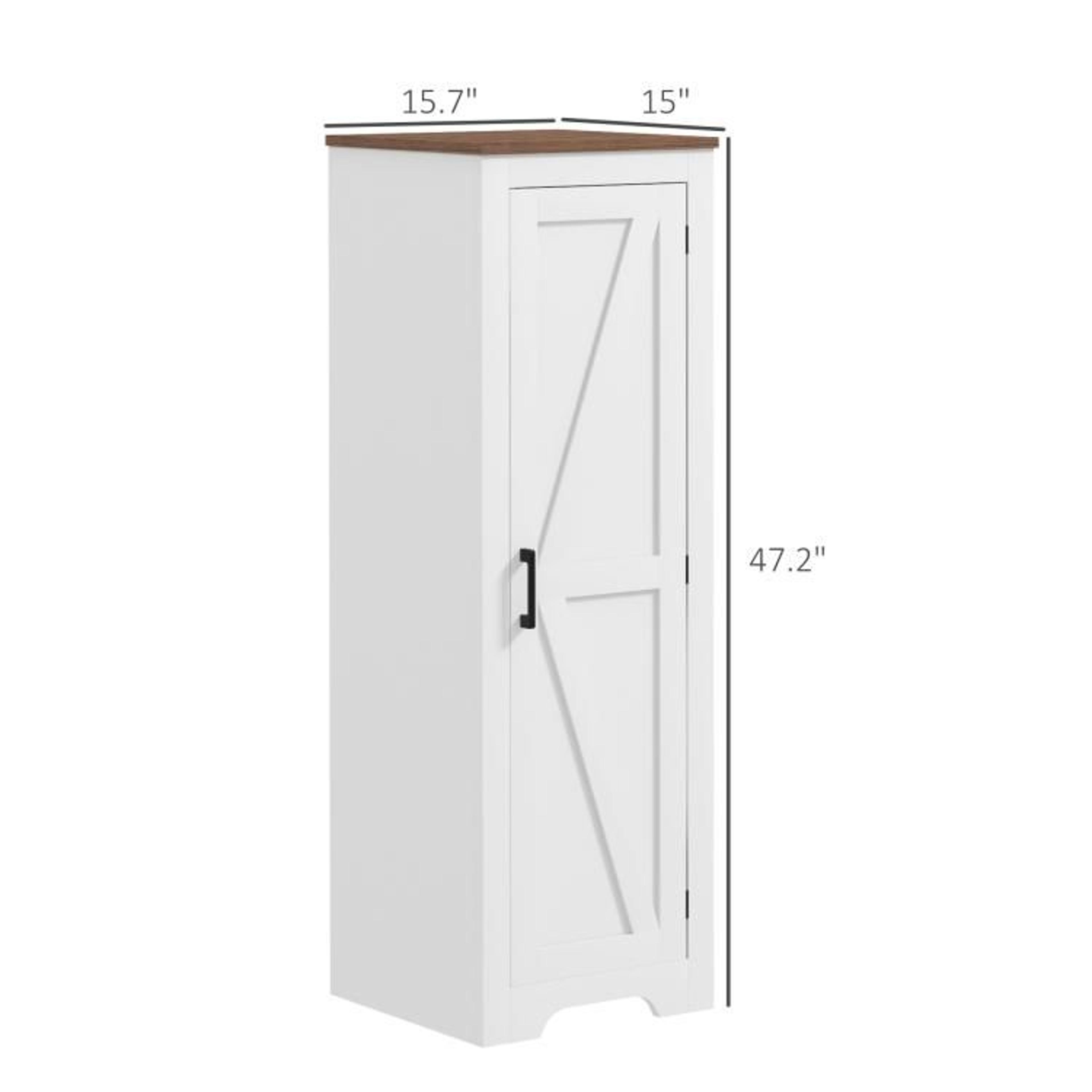 Farmhouse Storage Cabinet With Barn Door And Adjustable Shelves In White 4