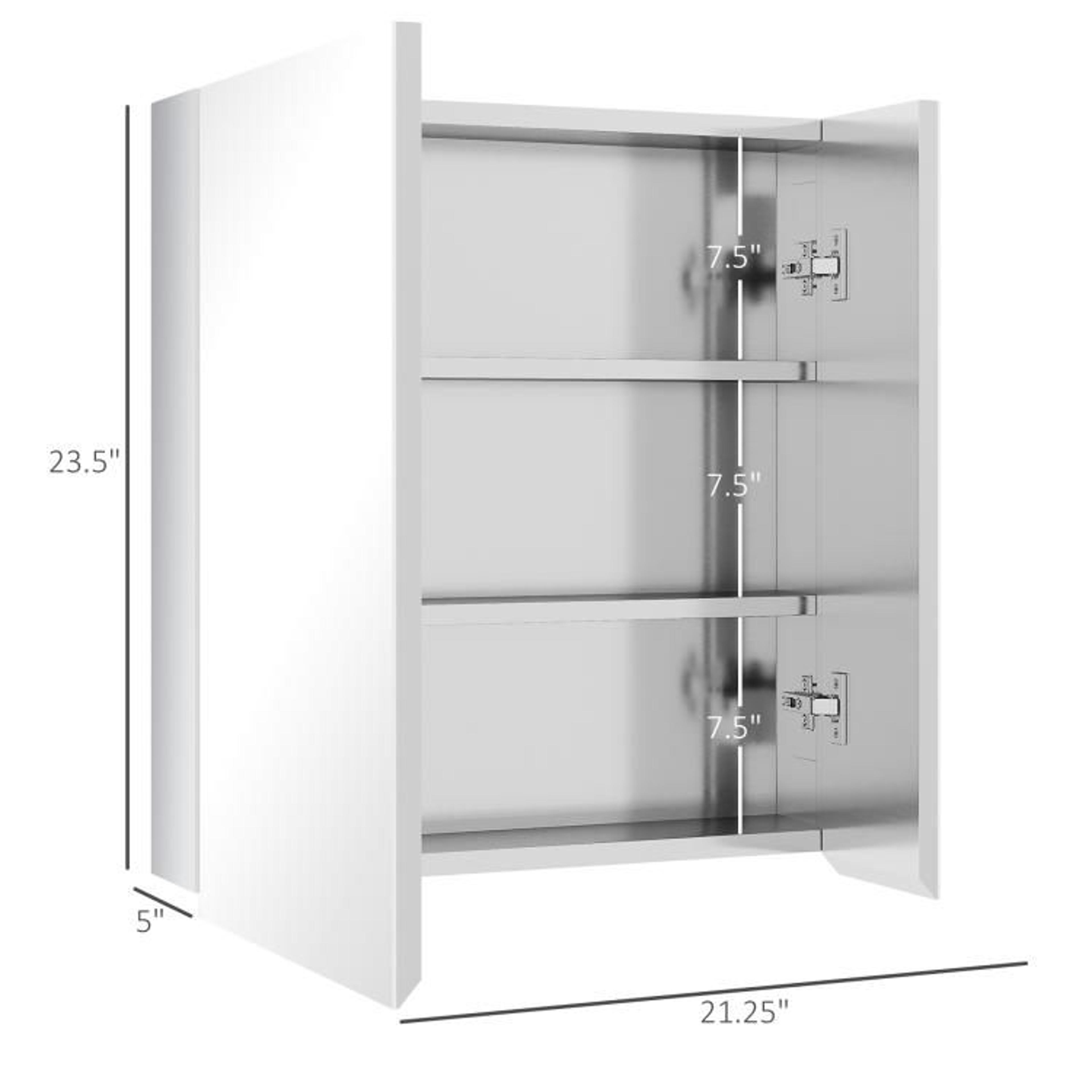 Wall Mounted Bathroom Medicine Cabinet With Mirror And Stainless Steel Shelves 4