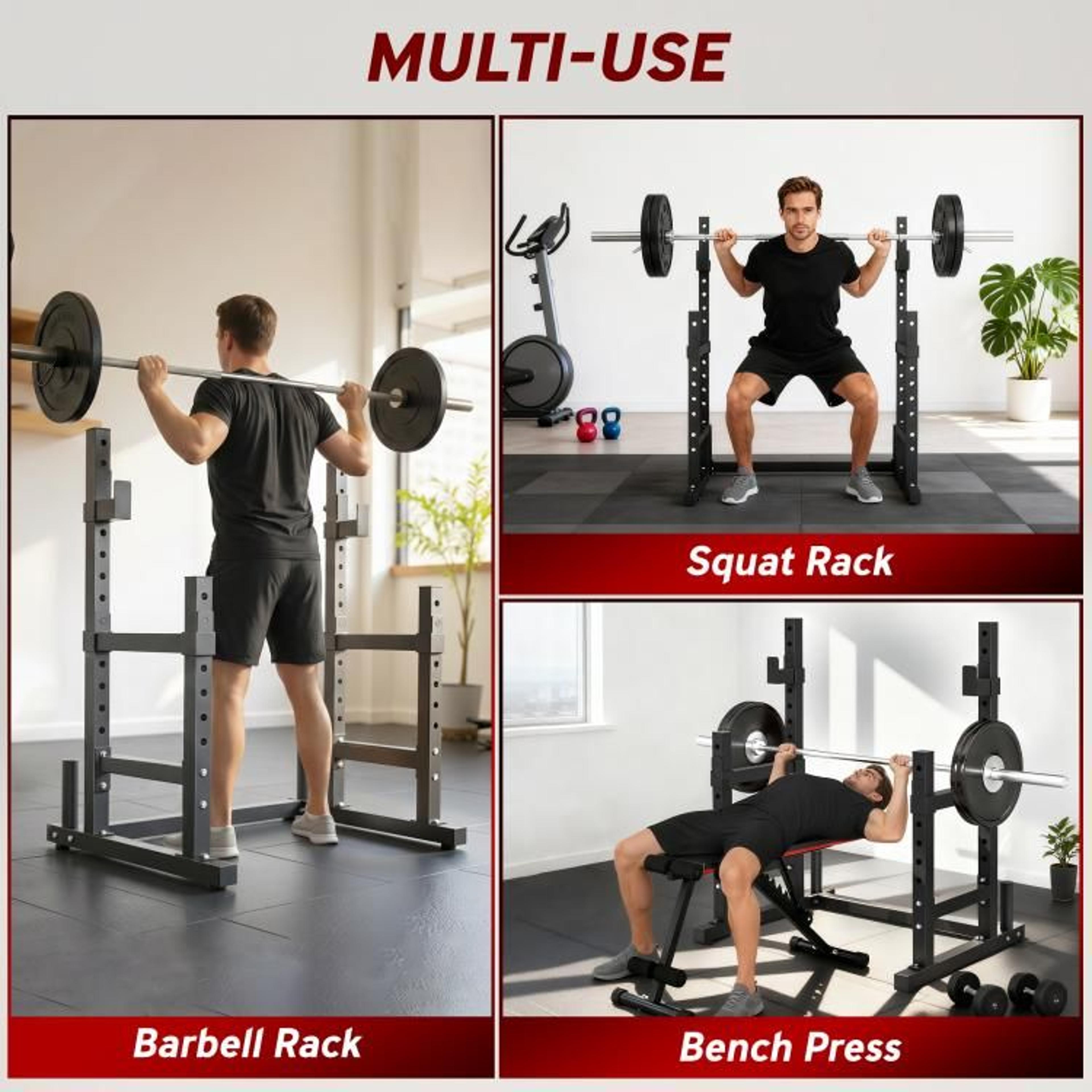 Adjustable Squat Rack With Dual Barbell Holders And 660 Lb Capacity For Home Gym 5