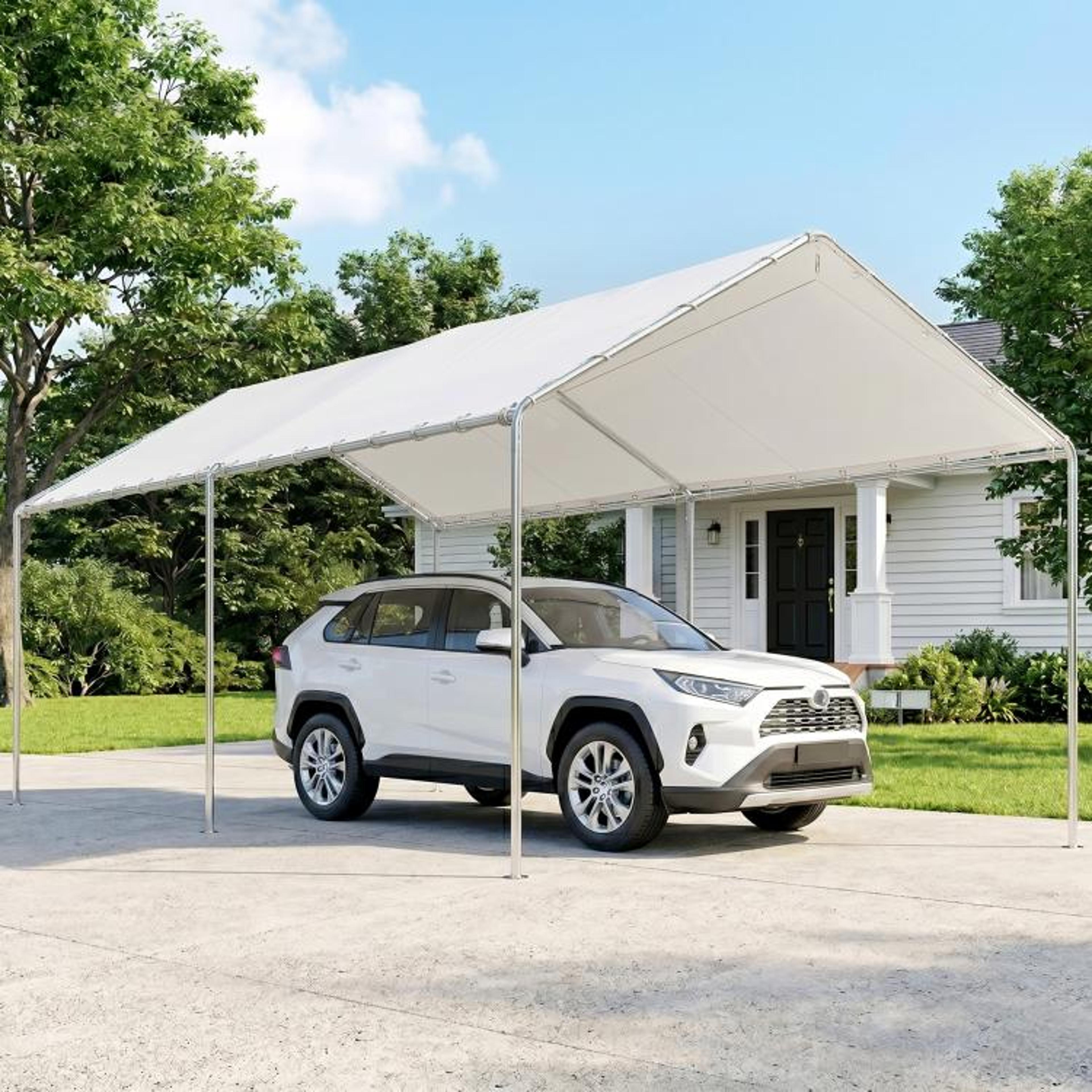 96 X 195 Heavy Duty Galvanized Steel Carport Canopy With Anchor Kit 2