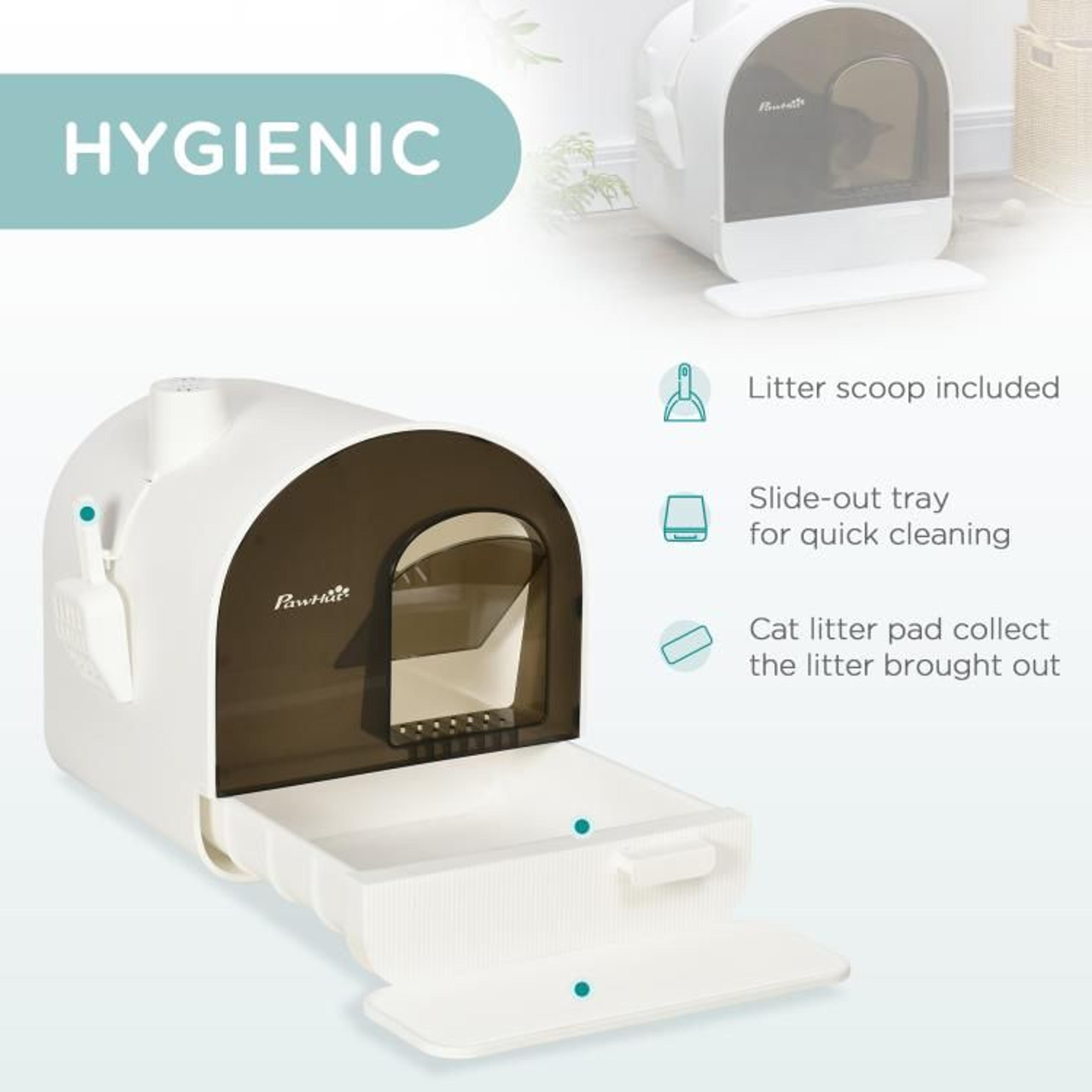 Enclosed Cat Litter Box With PullOut Drawer Scoop And Odor Filter 5