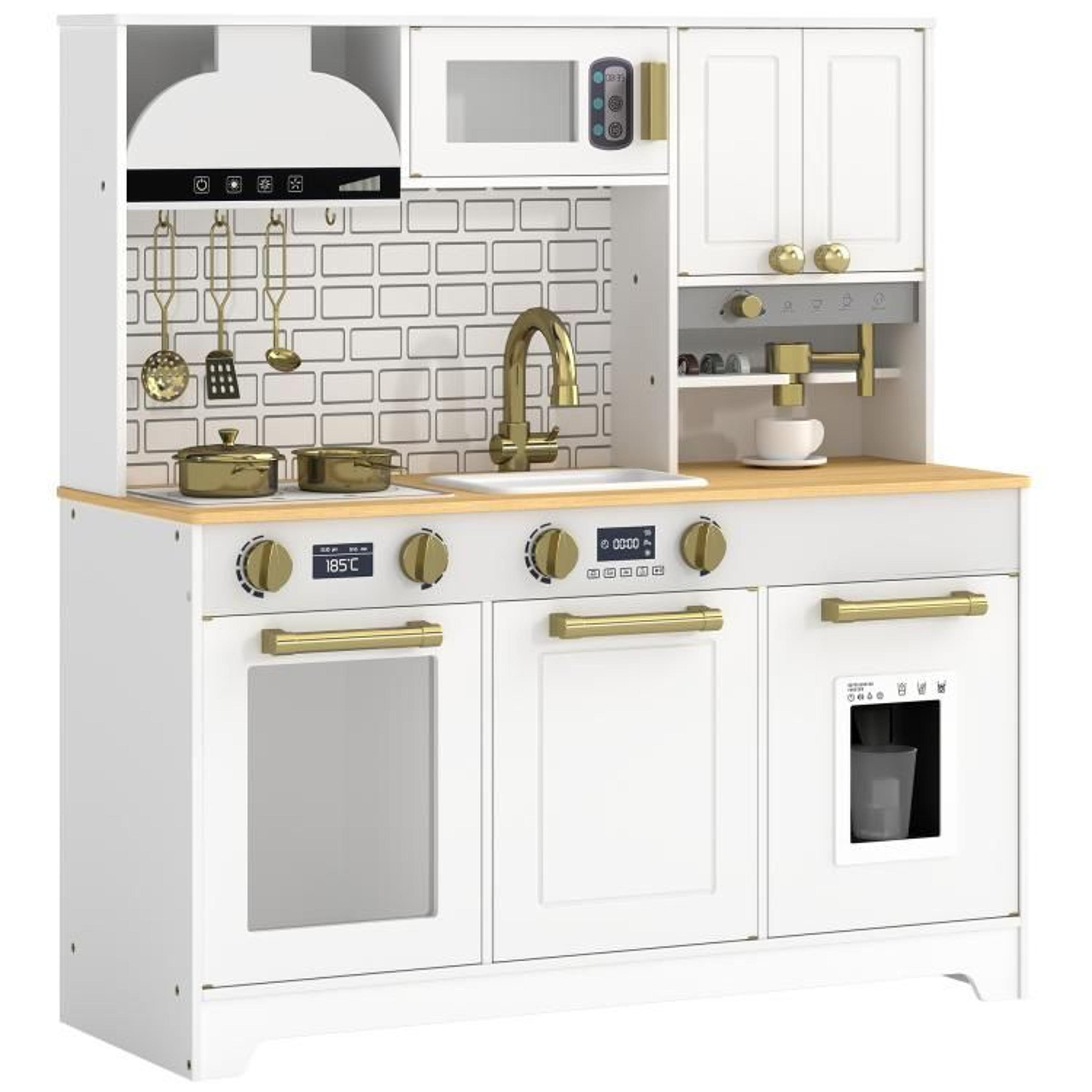 kids play kitchen set with coffee maker ice maker and stainless steel accessories
