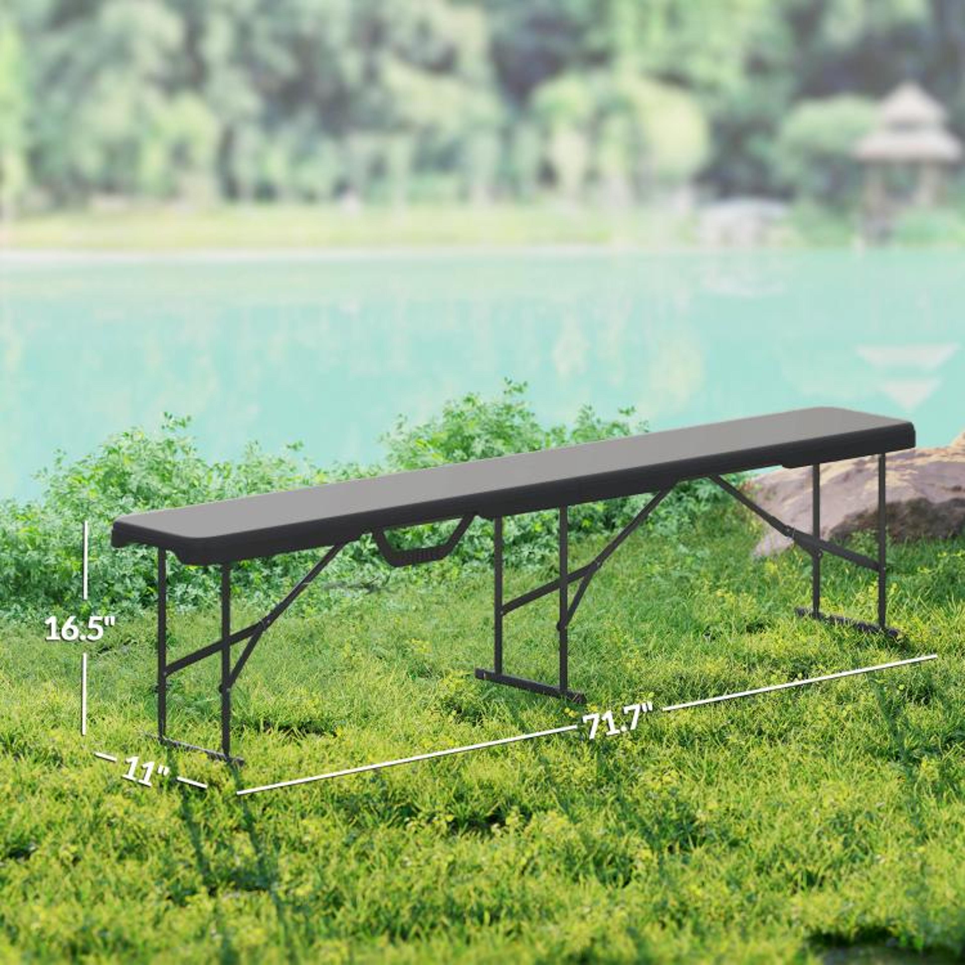Folding Benches With Carry Handles For Camping And Events  Black 5