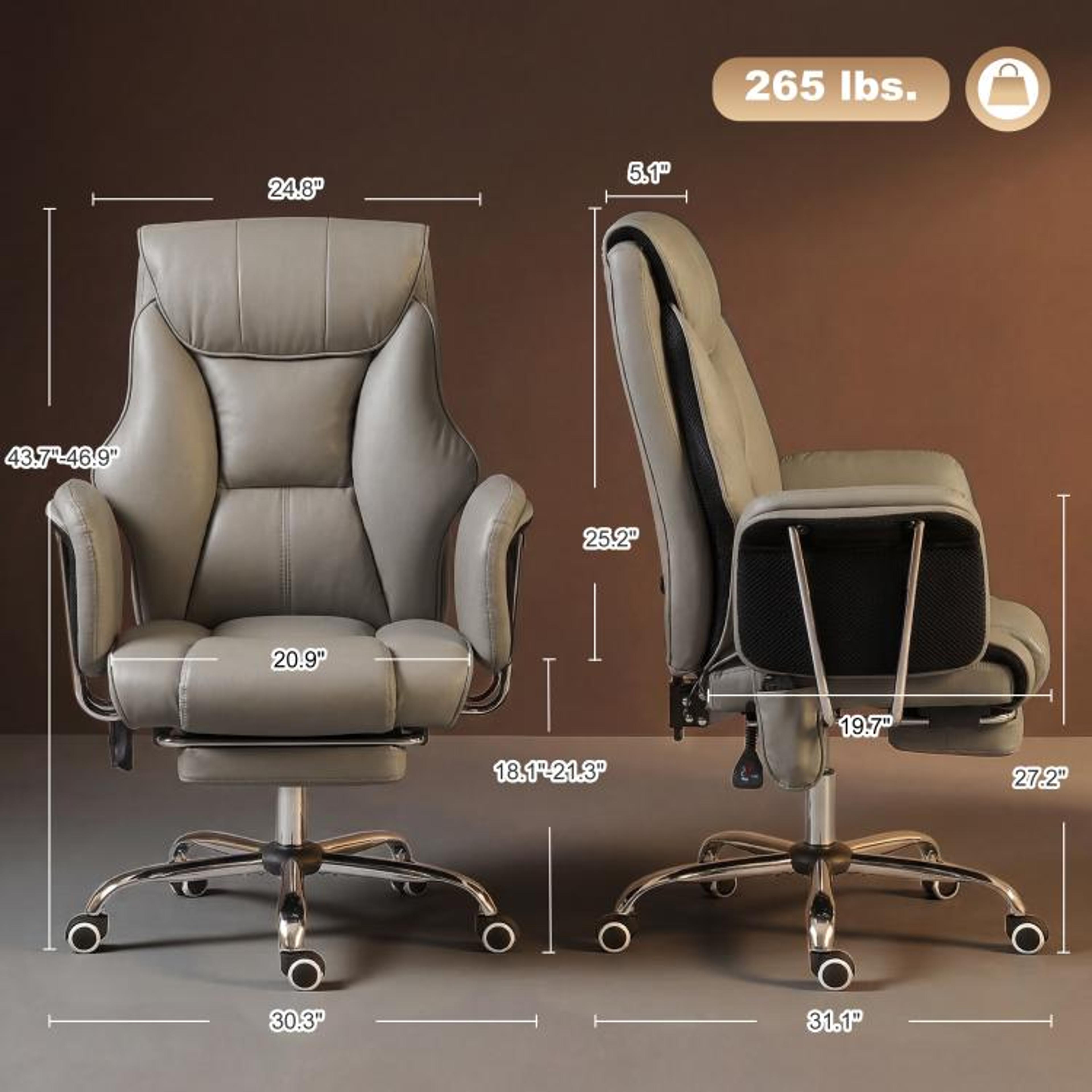 Massage Office Chair With 6Point Vibration And Reclining Footrest  Gray 4