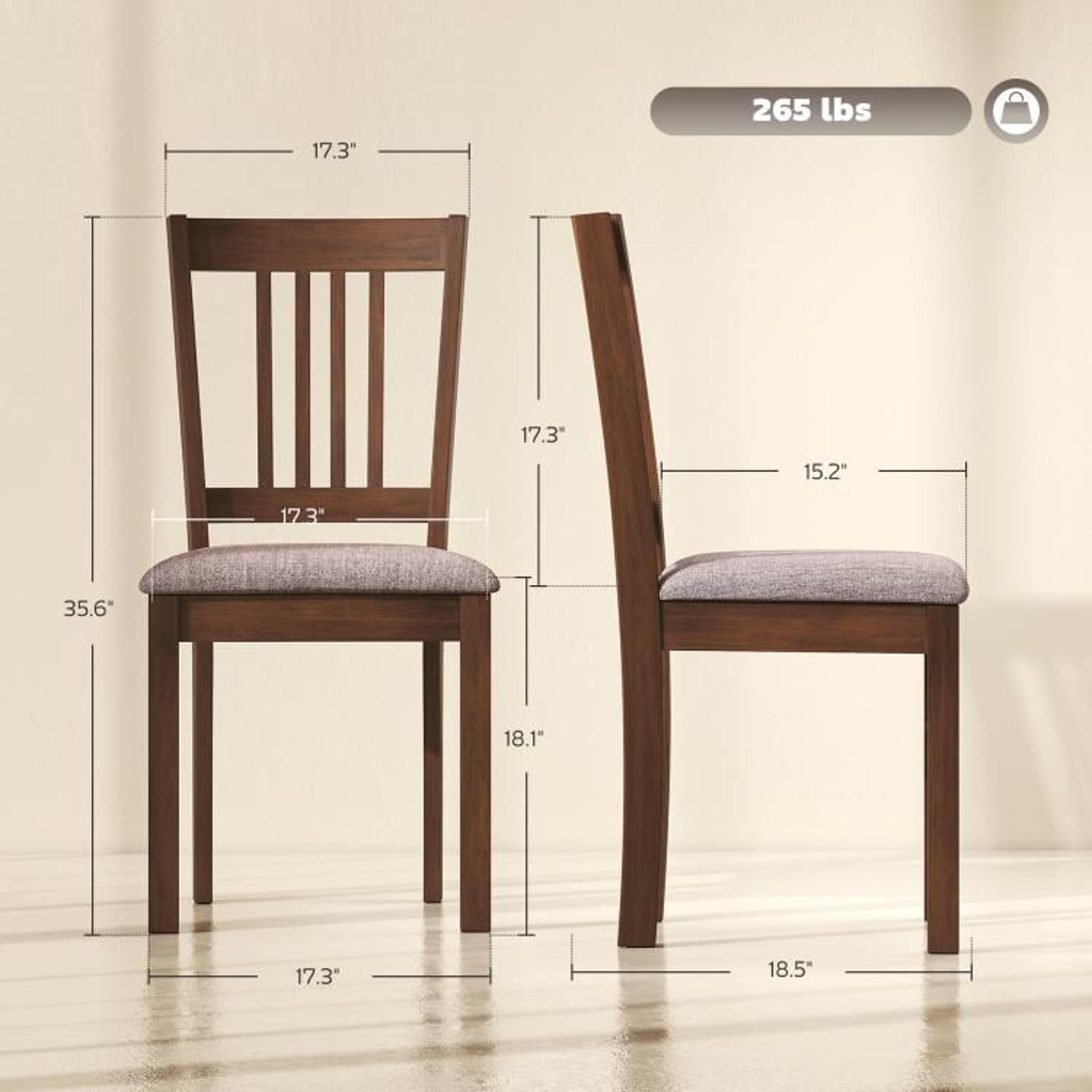 Upholstered Dining Chairs Set Of 2 With Walnut Rubberwood Frame And Padded Seats 5