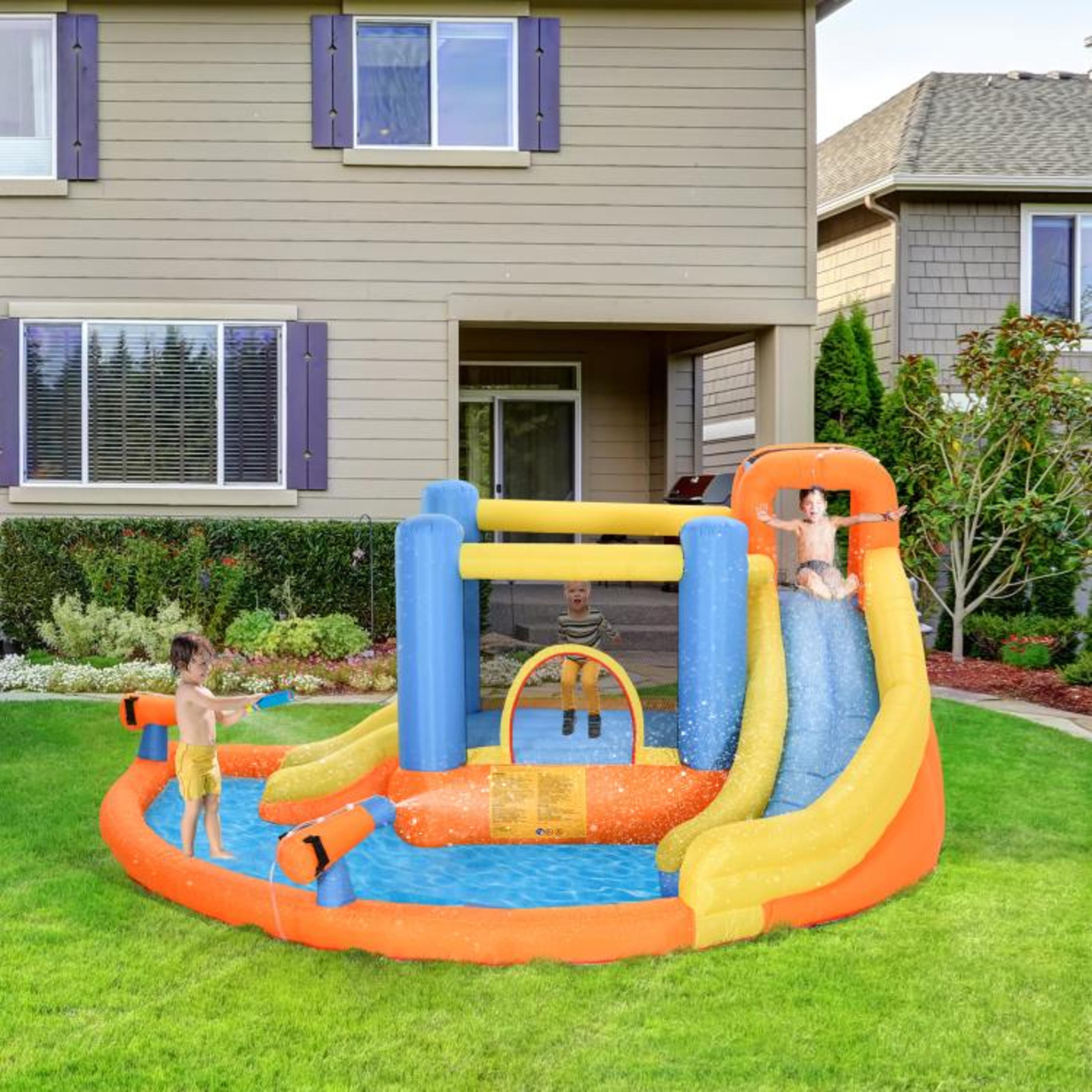5in1 Kids Inflatable Bounce House With Water Slide Pool And Water Guns 3