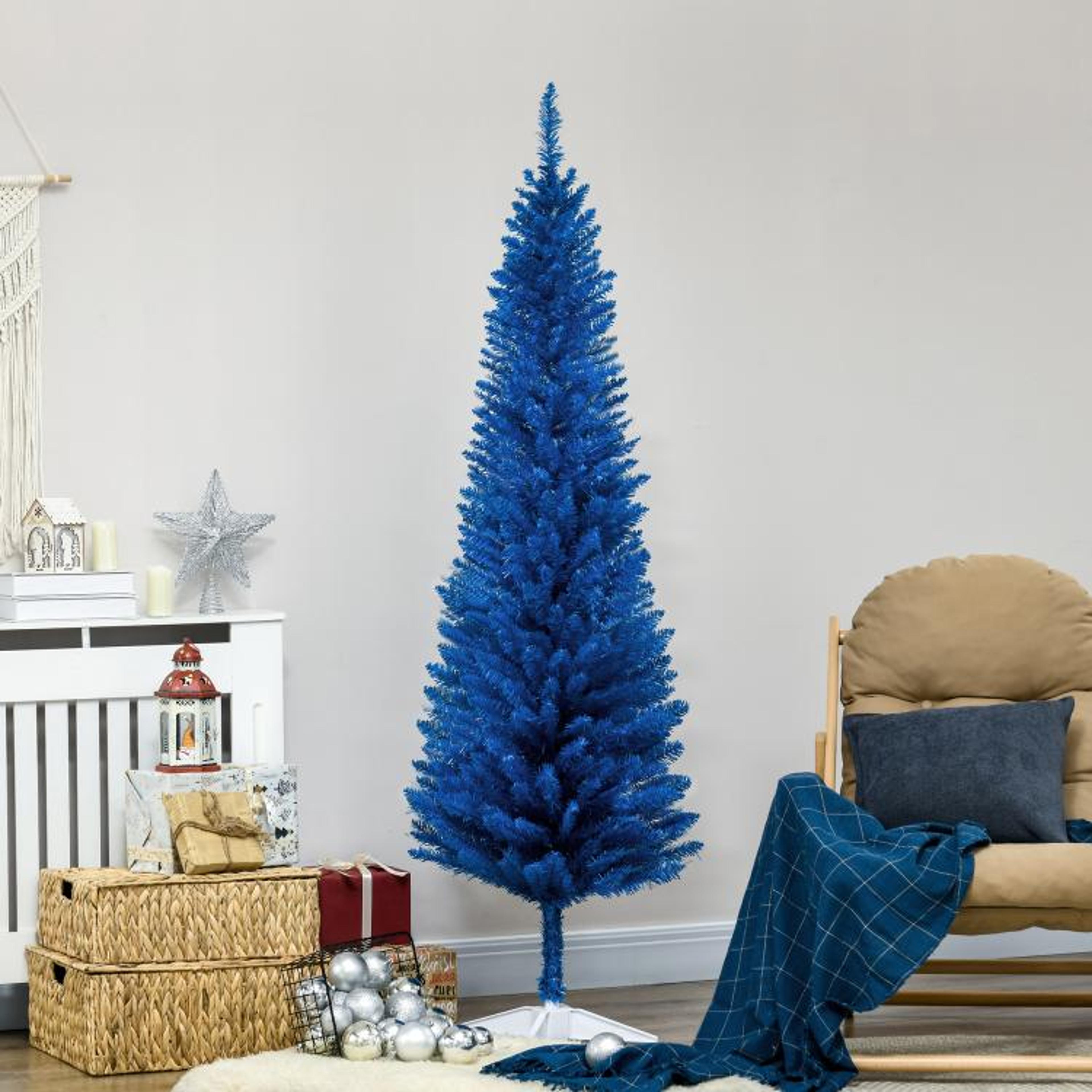 6 Ft Blue Pencil Christmas Tree With 390 Realistic Branch Tips 2