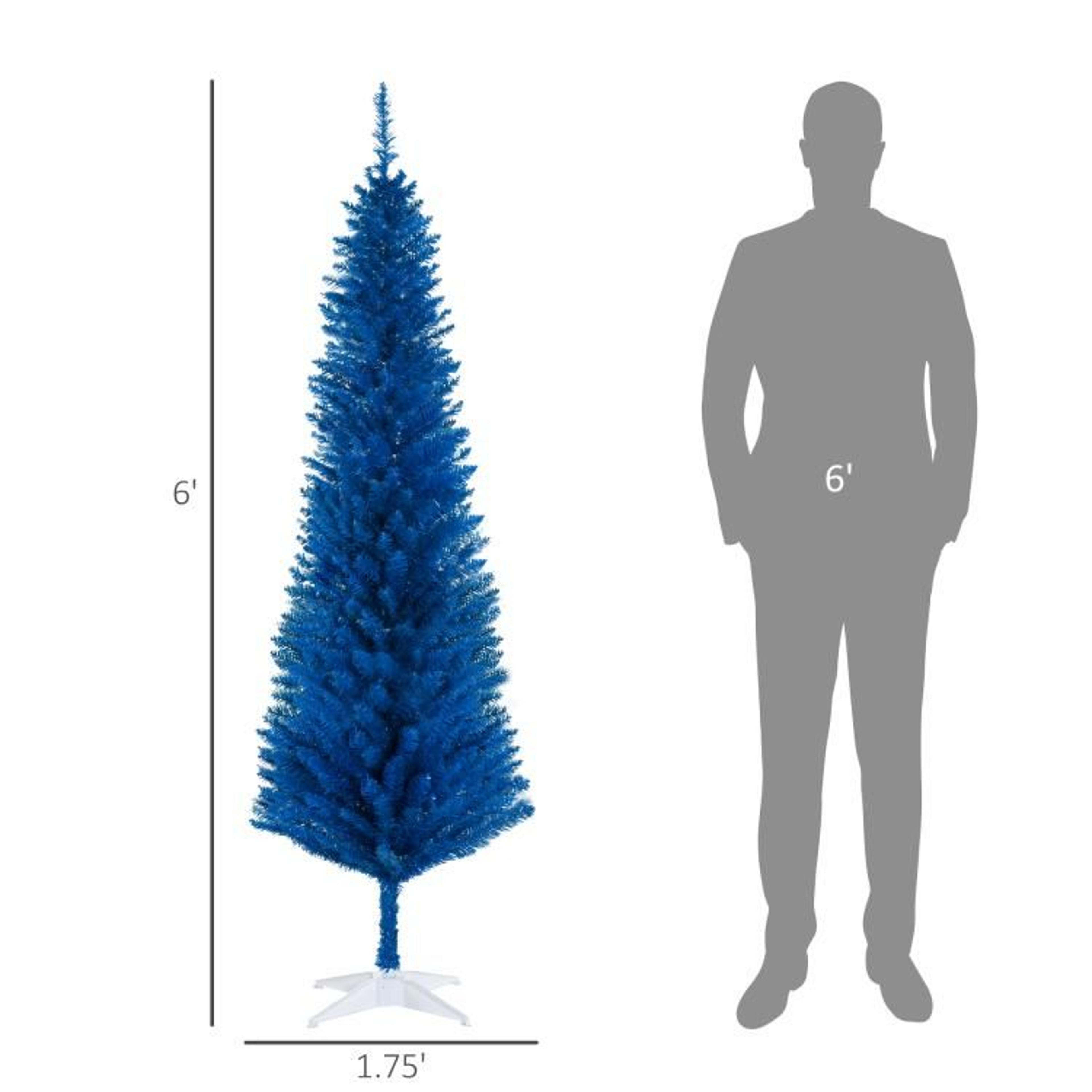 6 Ft Blue Pencil Christmas Tree With 390 Realistic Branch Tips 6