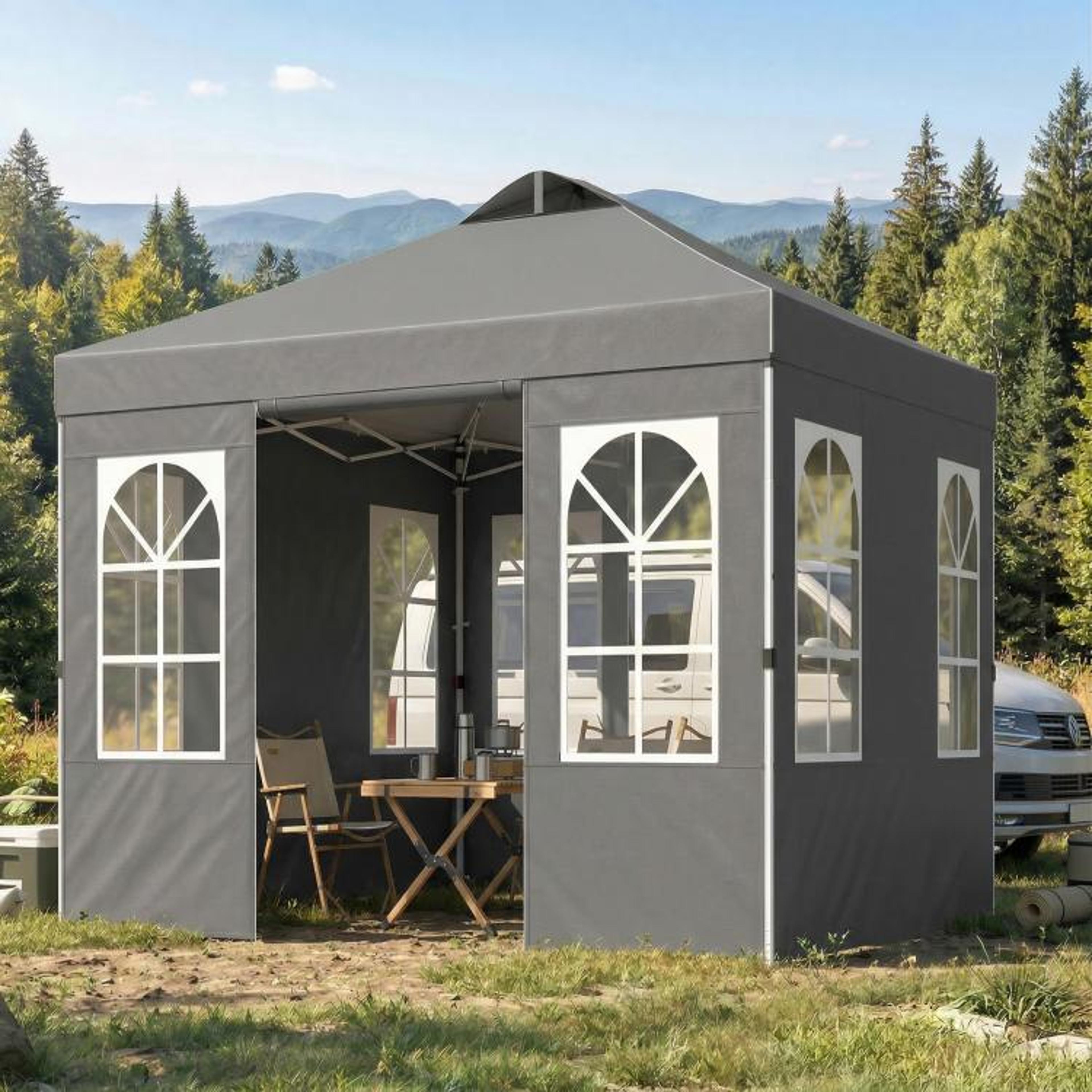 96 X 96 Ft Pop Up Canopy Tent With Sidewalls And UPF 50 Sun Protection 3