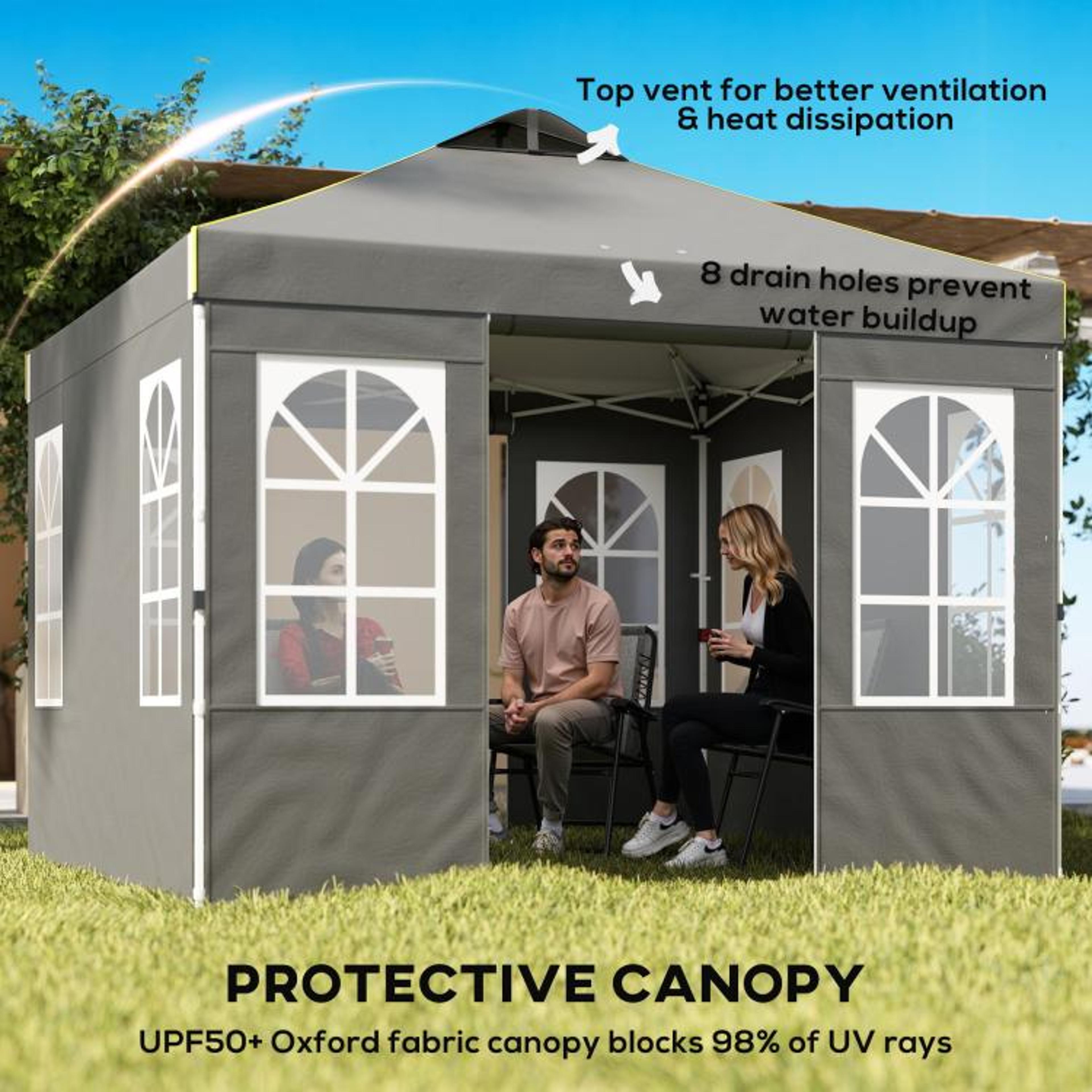 96 X 96 Ft Pop Up Canopy Tent With Sidewalls And UPF 50 Sun Protection 5