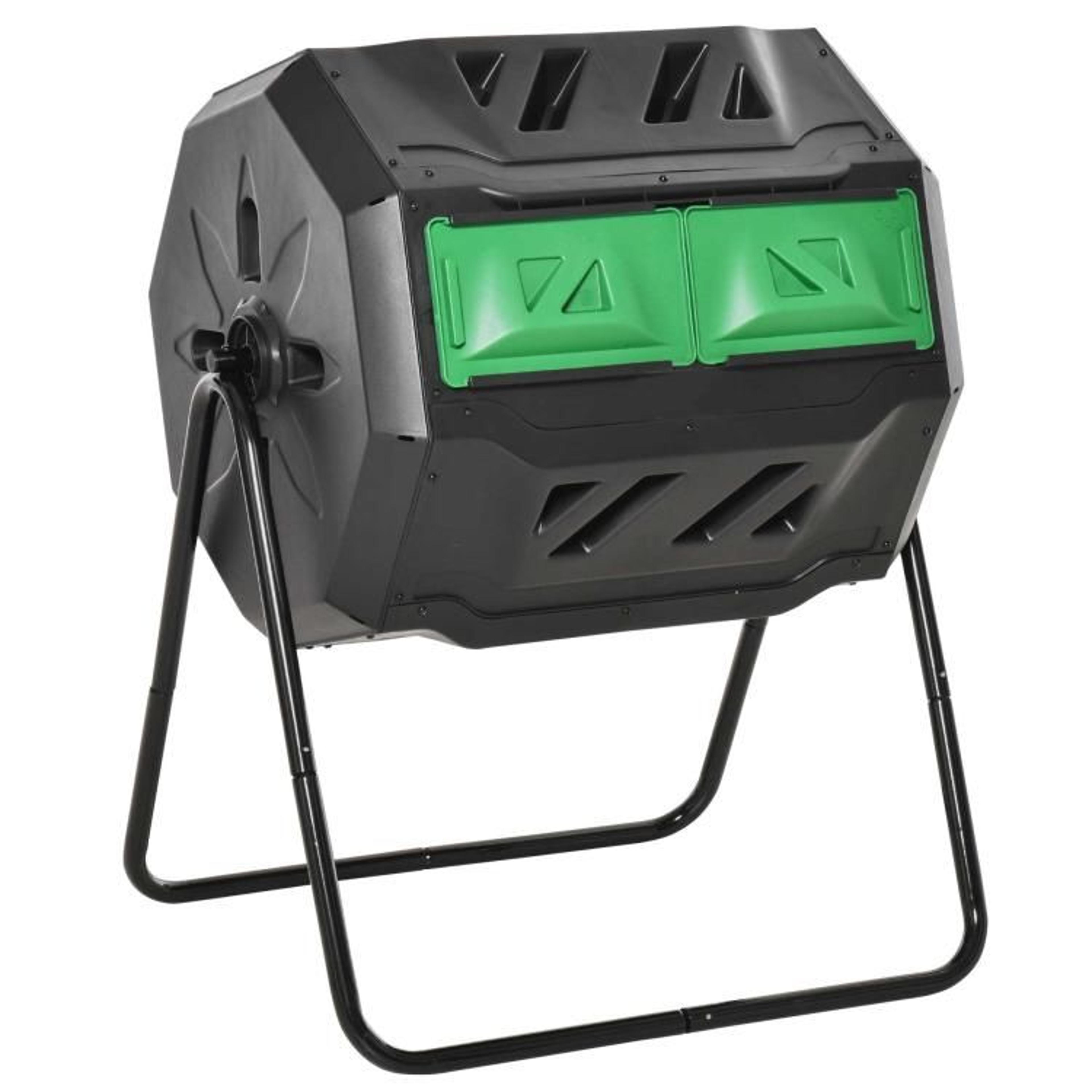 43 Gallon Dual Chamber Outdoor Compost Tumbler With 360 Rotation 1