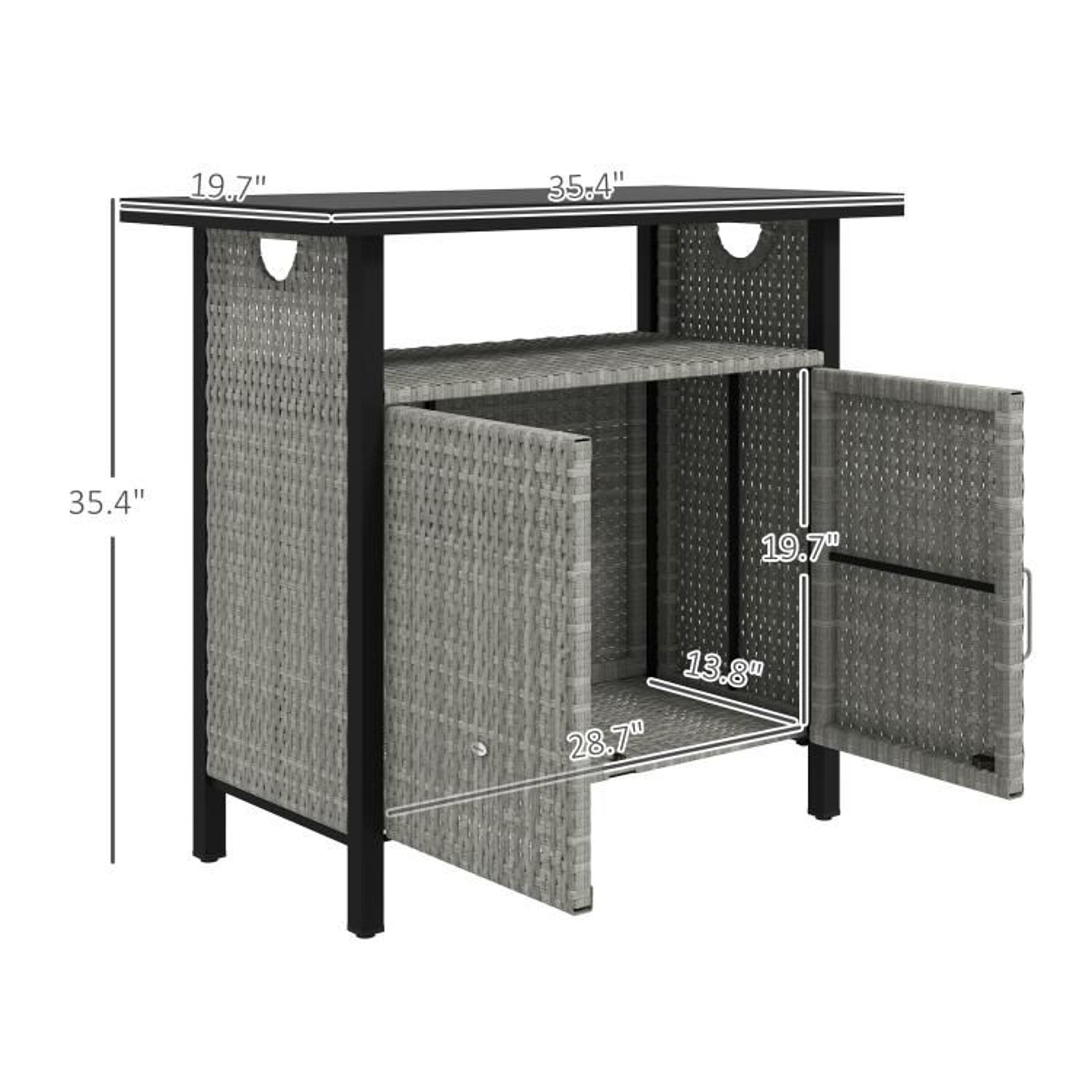 Outdoor Pool Towel Storage Cabinet With PE Rattan And Steel Frame  Gray 4