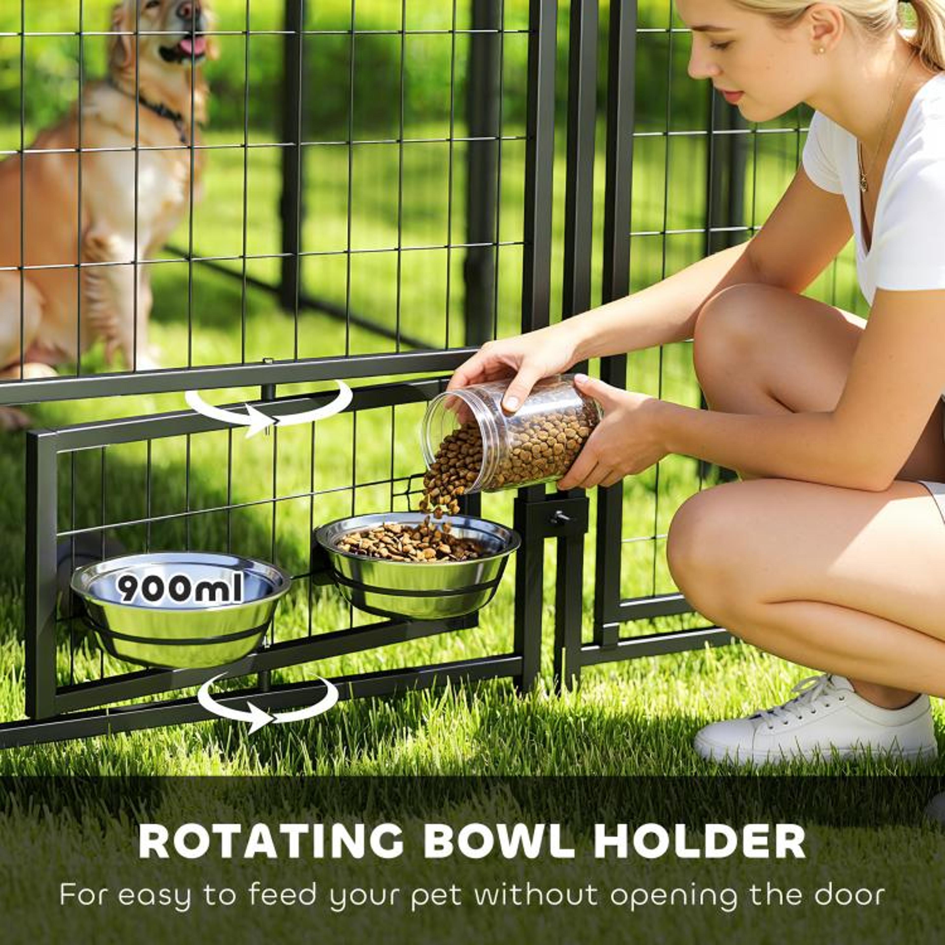Outdoor Dog Kennel With Rotating Feeding Bowls And UVResistant Roof 8 X 4 X 6 Ft 5