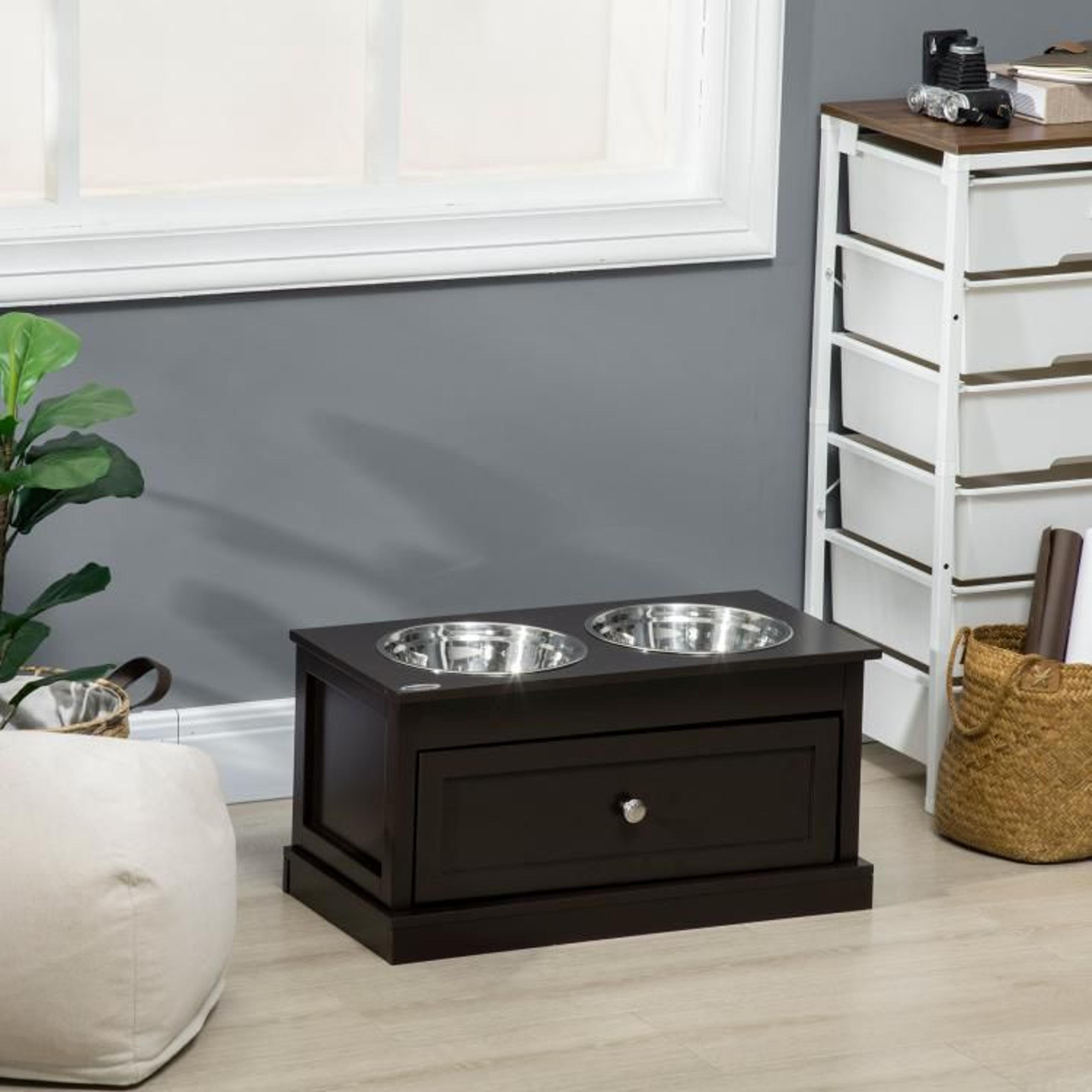Elevated Dog Bowls With 11L Storage Drawer And Stainless Steel Bowls 3
