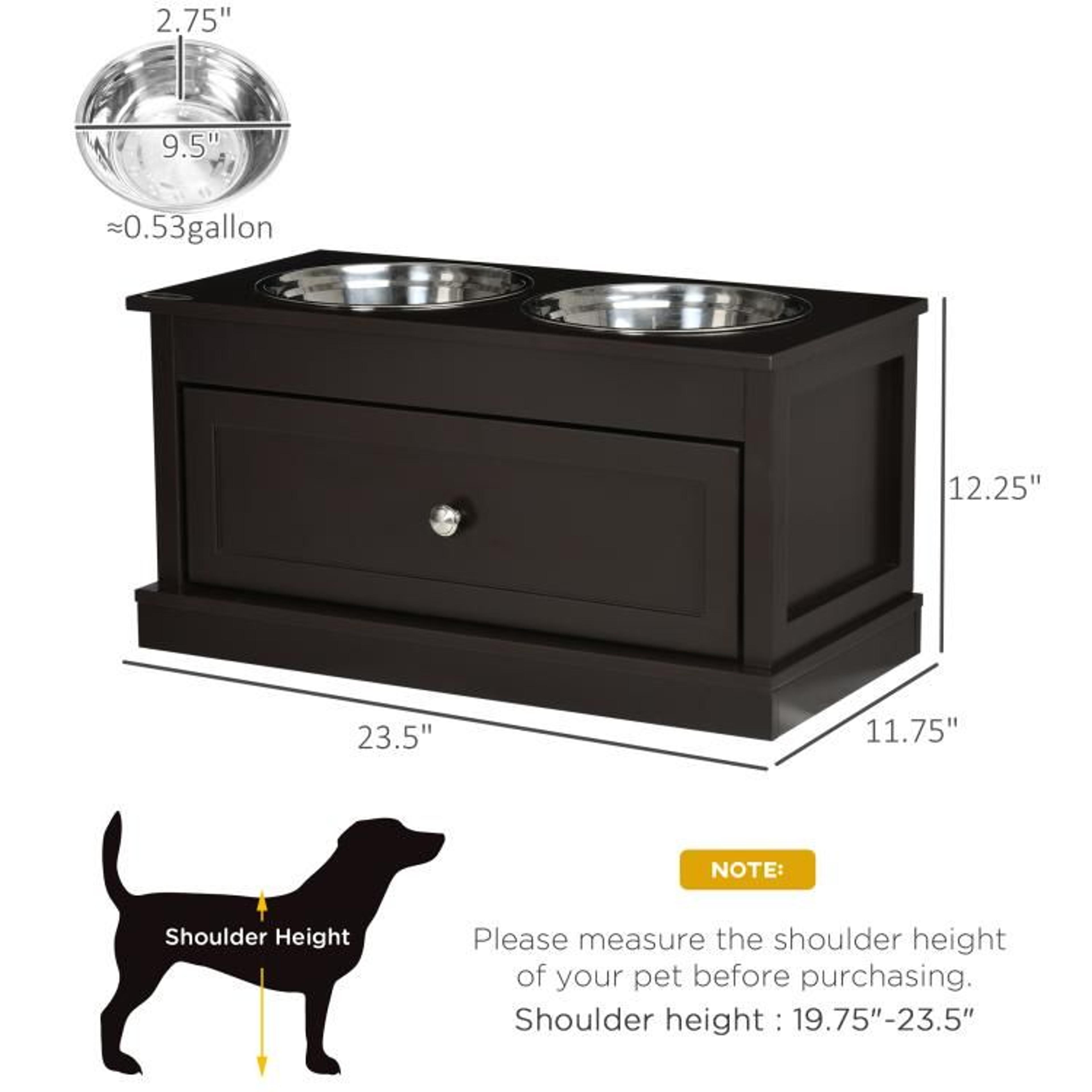 Elevated Dog Bowls With 11L Storage Drawer And Stainless Steel Bowls 4