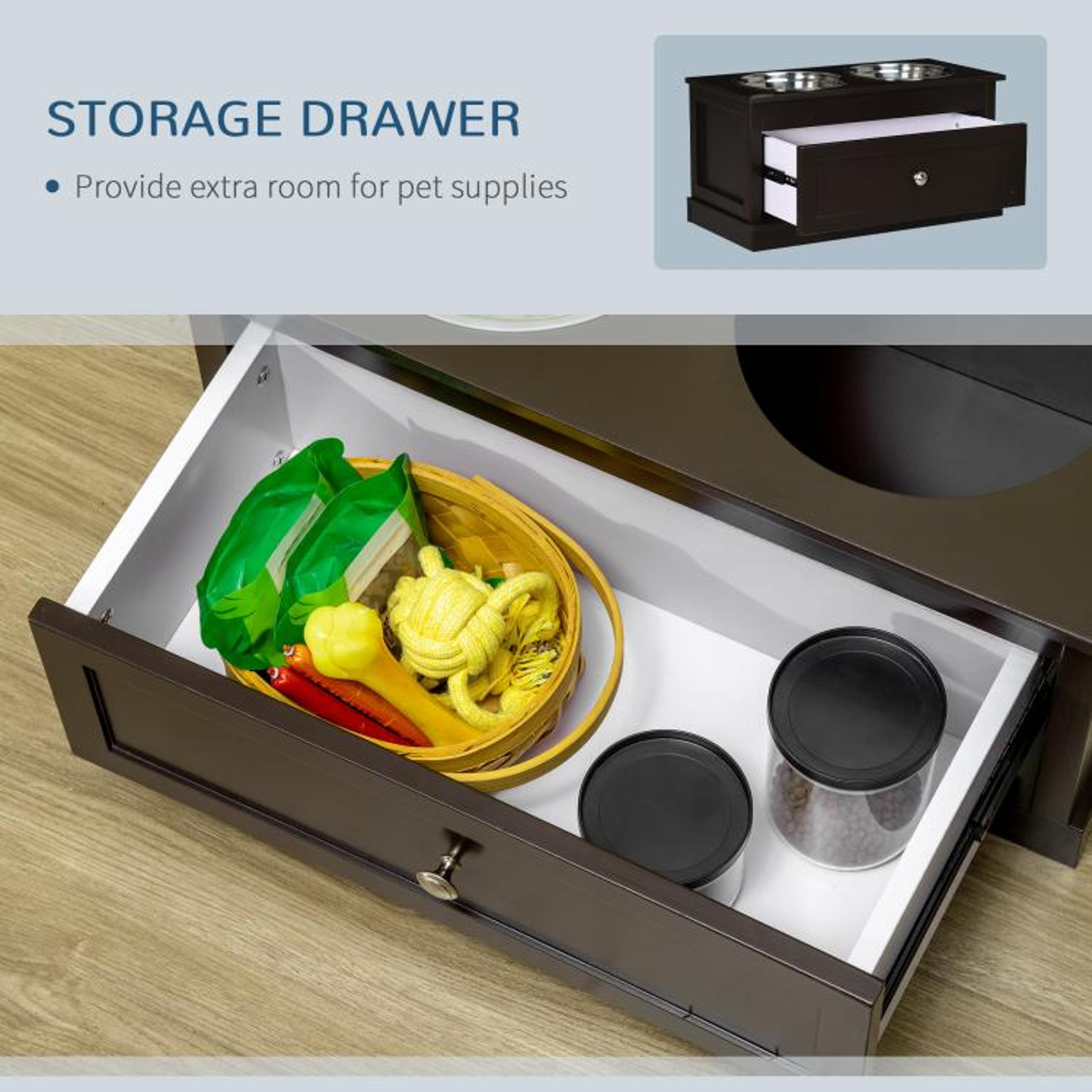 Elevated Dog Bowls With 11L Storage Drawer And Stainless Steel Bowls 5