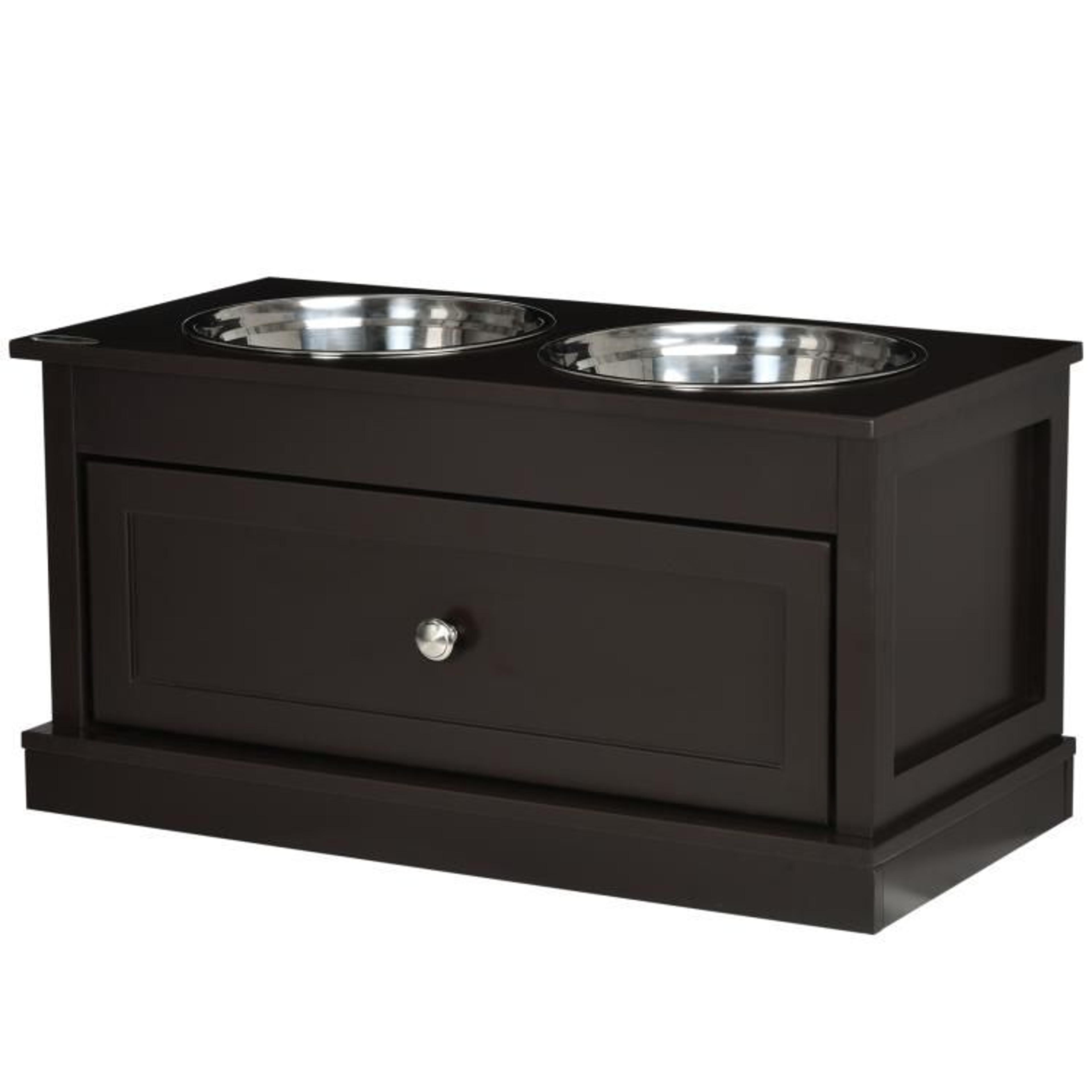 Elevated Dog Bowls With 11L Storage Drawer And Stainless Steel Bowls 1