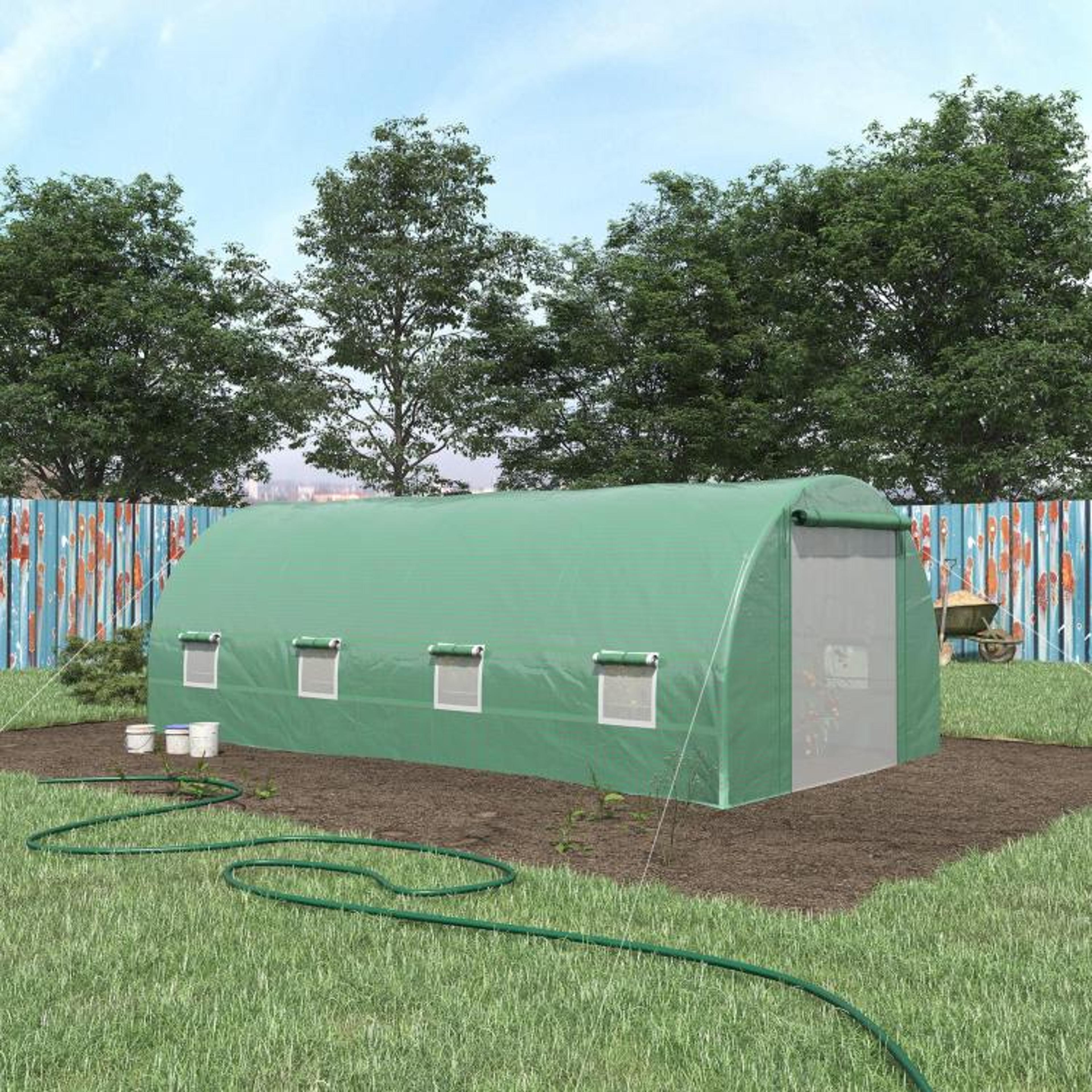 19 X 10 X 7 Ft WalkIn Tunnel Greenhouse With Steel Frame And Mesh Windows 1