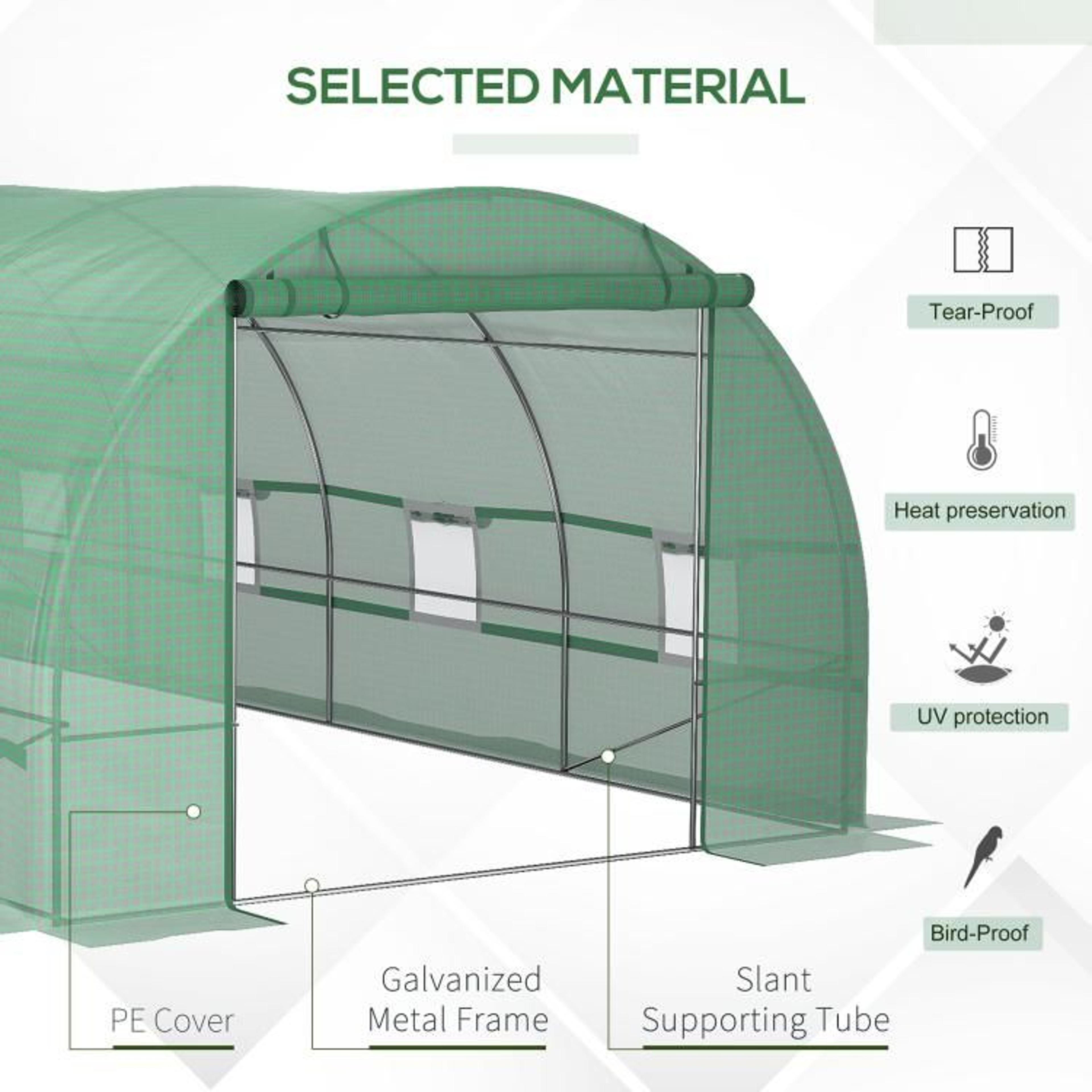 19 X 10 X 7 Ft WalkIn Tunnel Greenhouse With Steel Frame And Mesh Windows 6