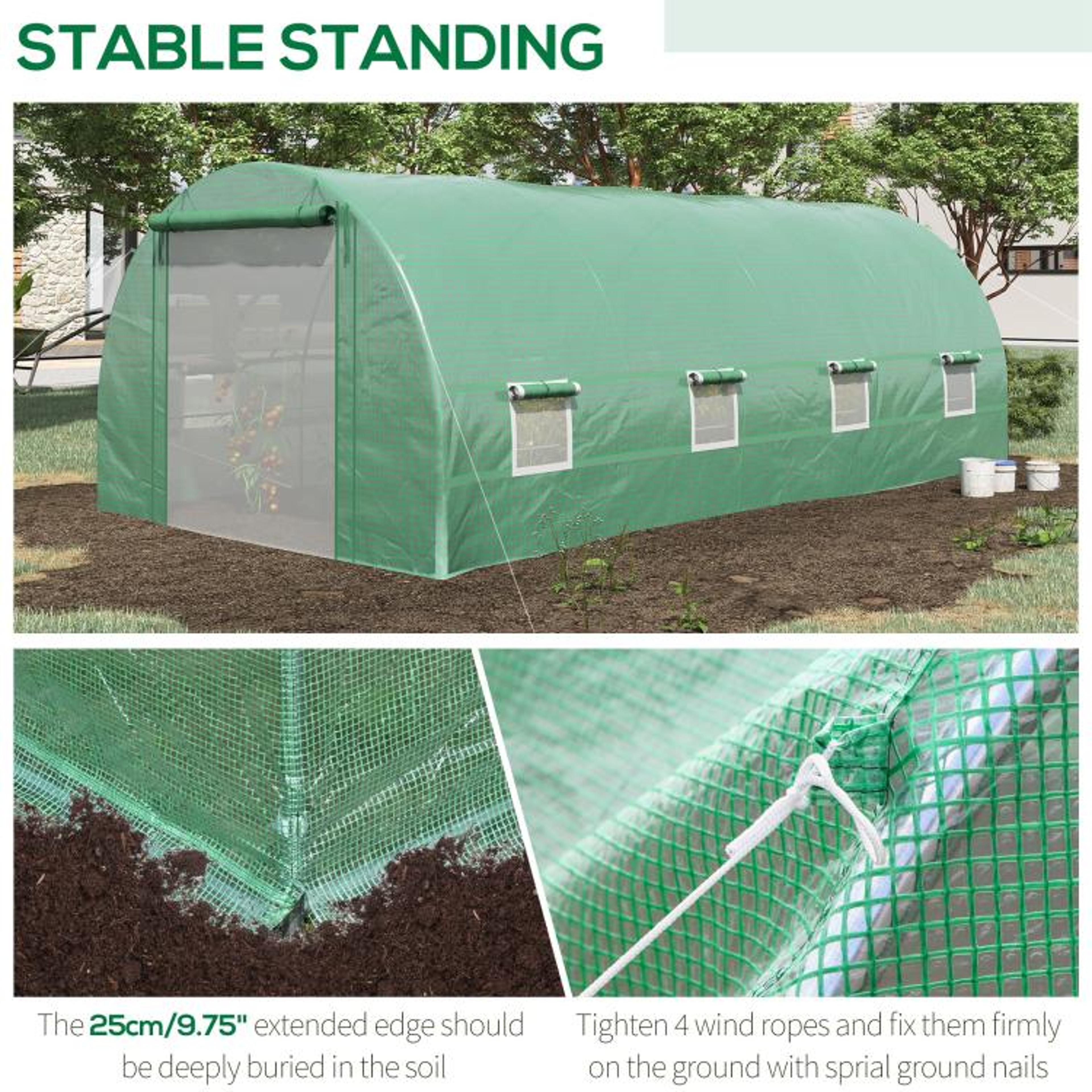 19 X 10 X 7 Ft WalkIn Tunnel Greenhouse With Steel Frame And Mesh Windows 5