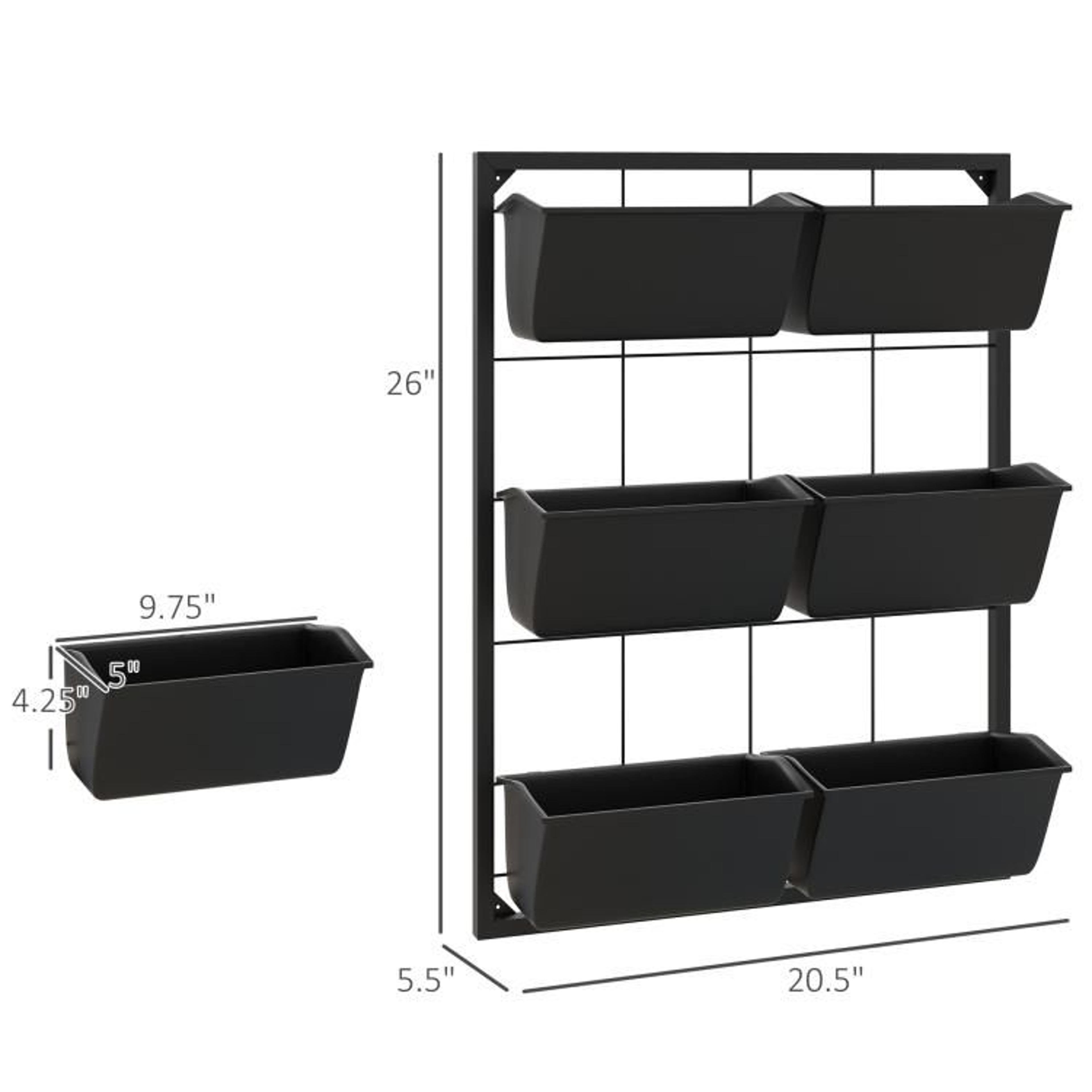 3Tier Wall Mounted Hanging Planter With 6 SelfDraining Pots  Black 4