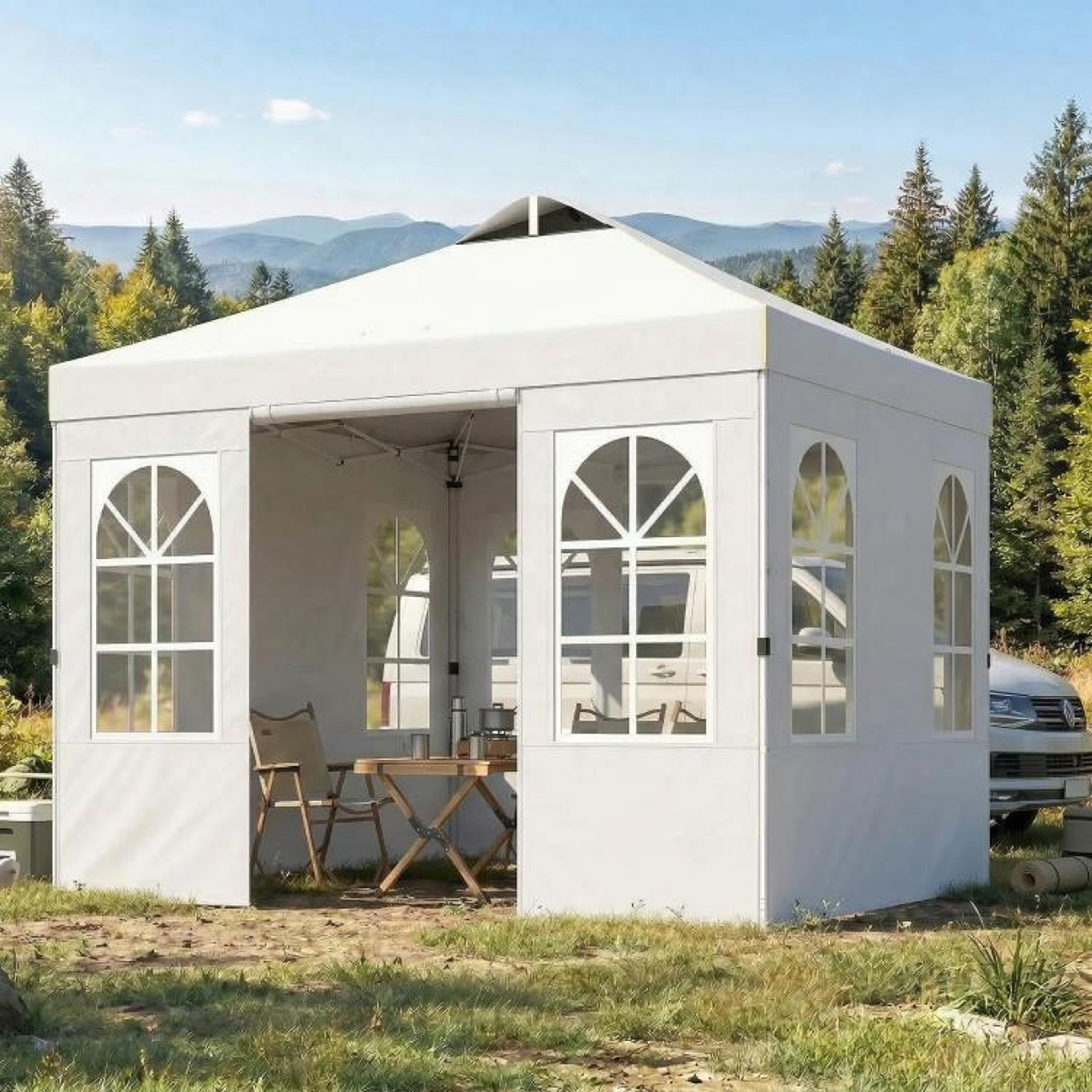96 X 96 Ft Pop Up Canopy Tent With Sidewalls And  Sun Protection 3