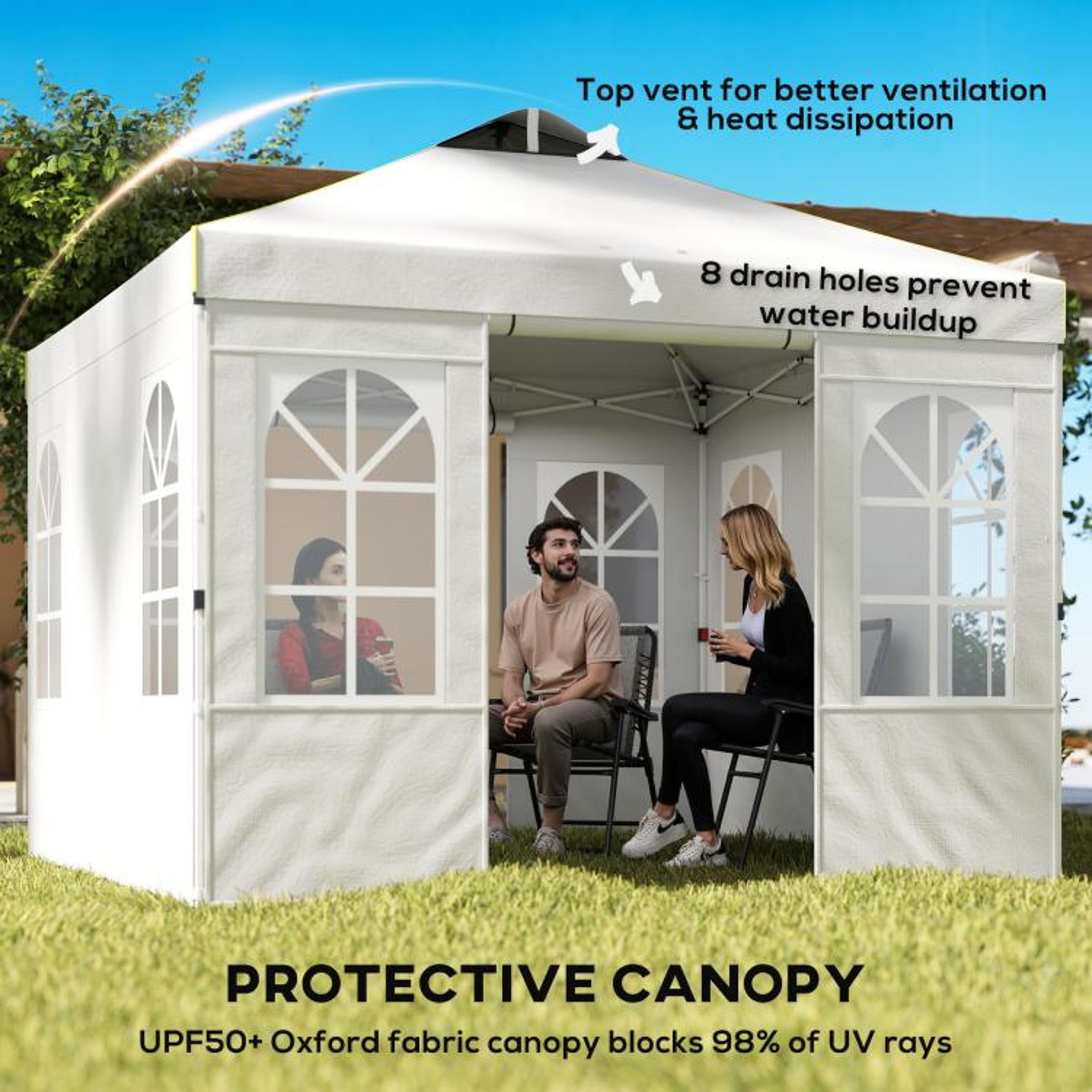 96 X 96 Ft Pop Up Canopy Tent With Sidewalls And  Sun Protection 5
