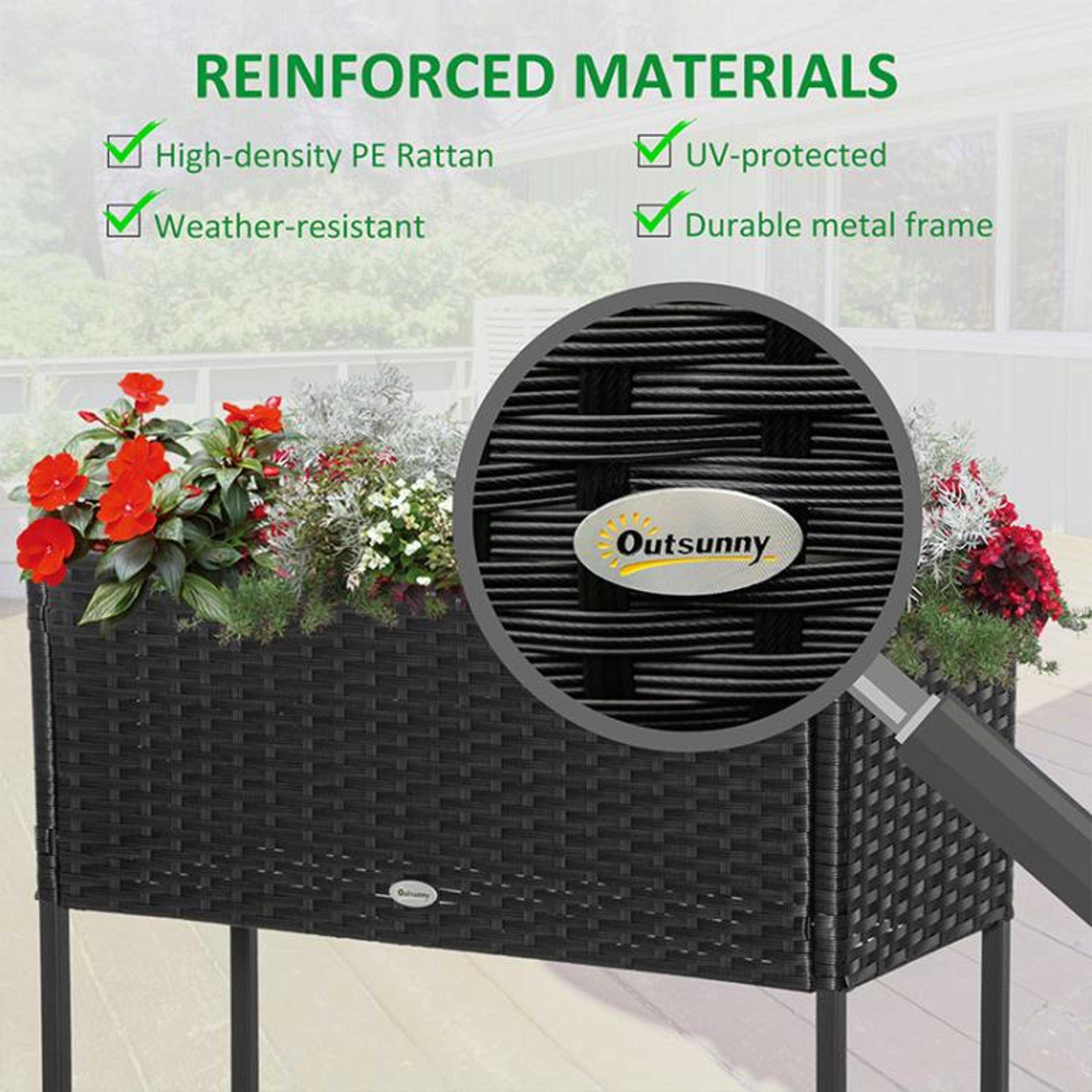 Raised Garden Planter With PE Rattan Wicker And Storage Shelf 5