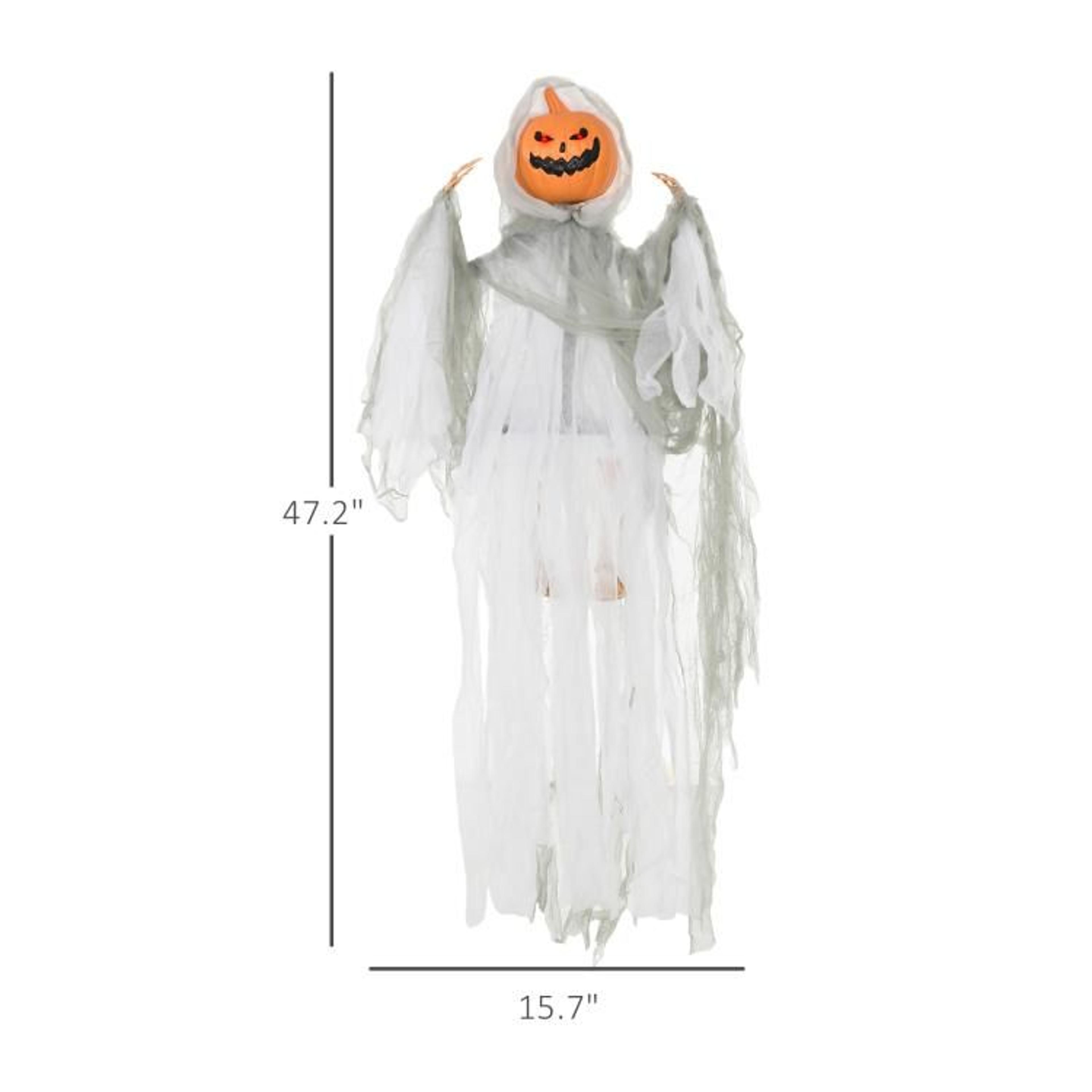 Hanging Halloween Pumpkin Ghost Decoration With Glowing Eyes And Sounds 4