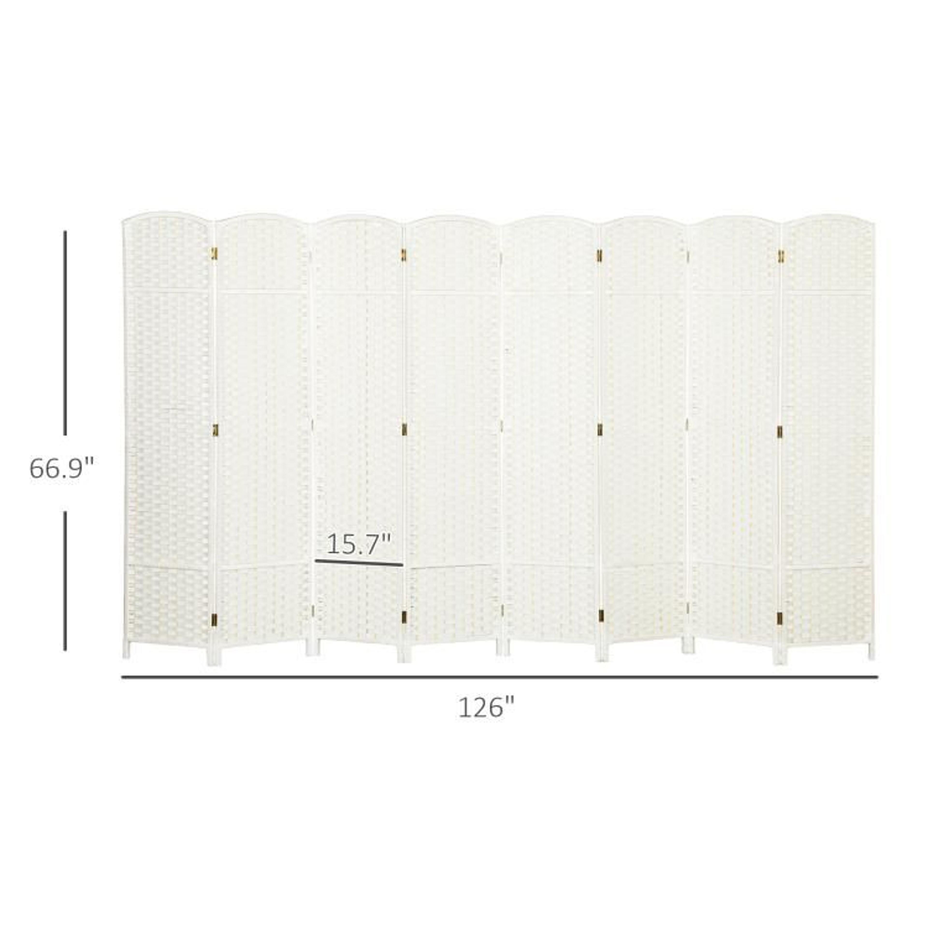 8Panel Folding Room Divider Screen With Freestanding White Privacy Panels 4