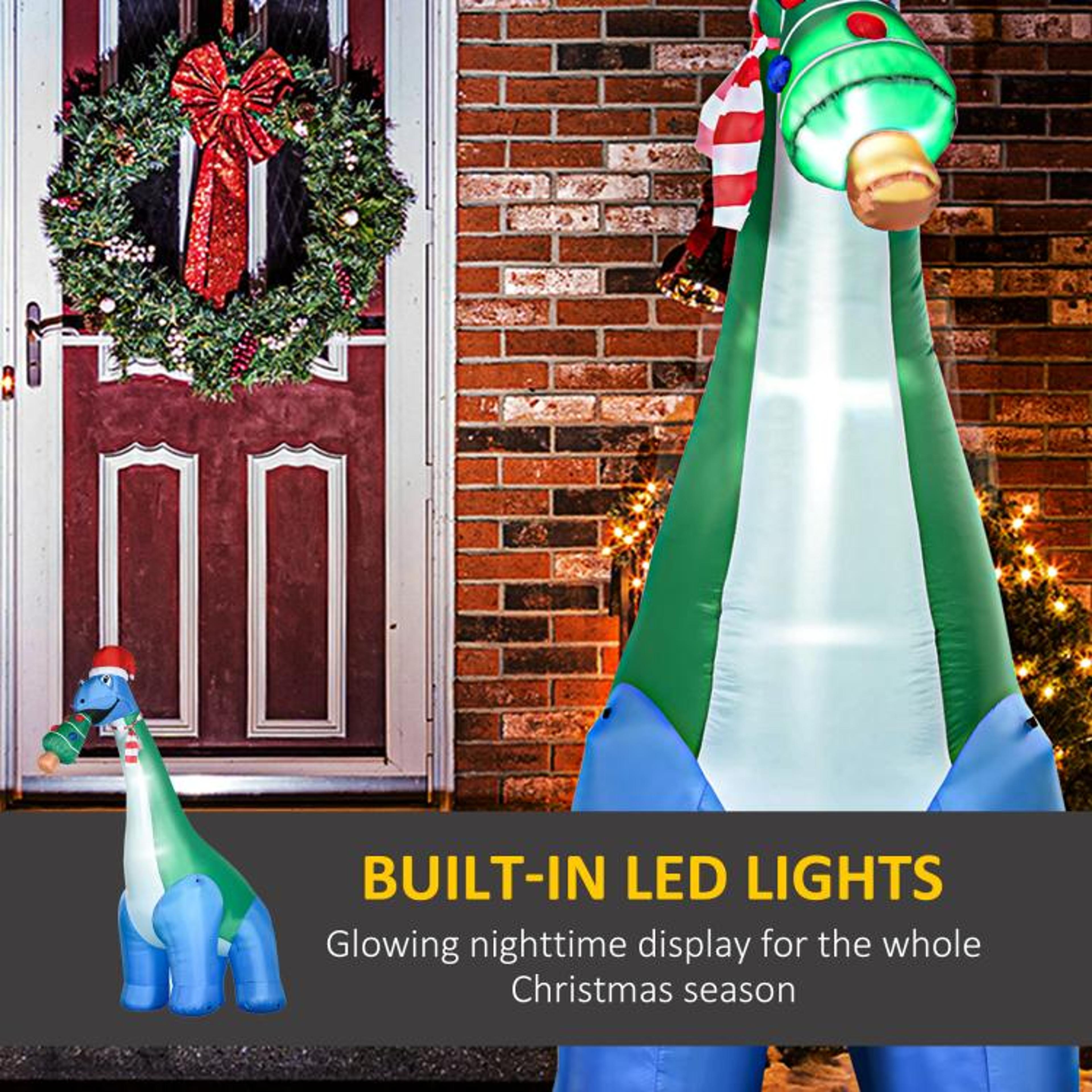 11 Ft Christmas Inflatable Dinosaur With LED Lights And Christmas Tree 6
